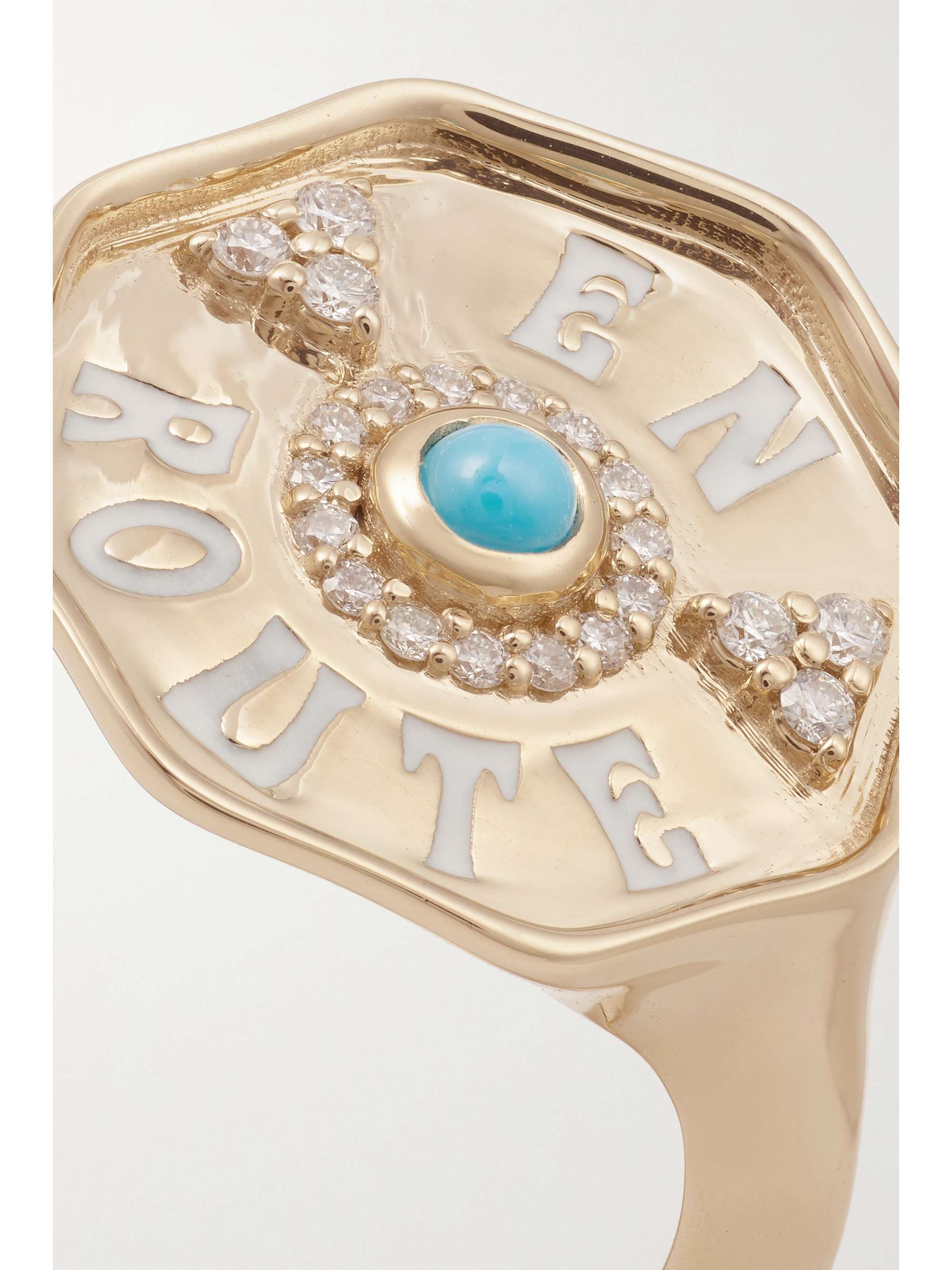 MARLO LAZ En Route 14-karat gold, enamel, diamond and turquoise ring