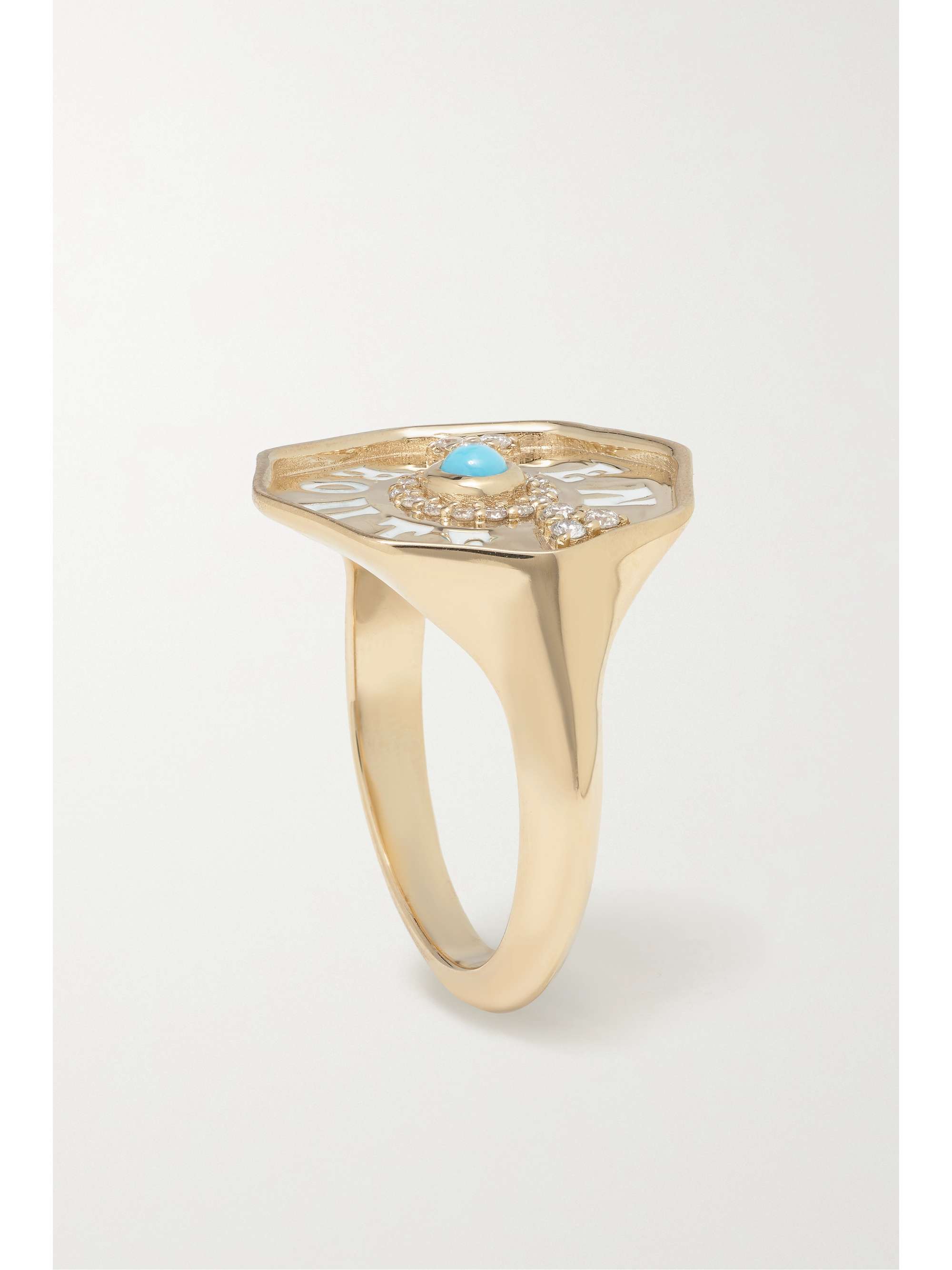 MARLO LAZ En Route 14-karat gold, enamel, diamond and turquoise ring
