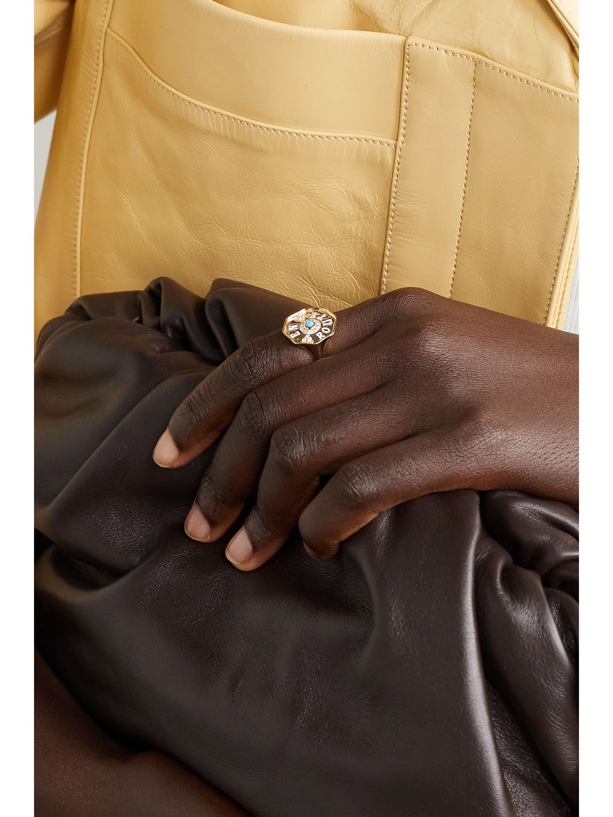 MARLO LAZ En Route 14-karat gold, enamel, diamond and turquoise ring