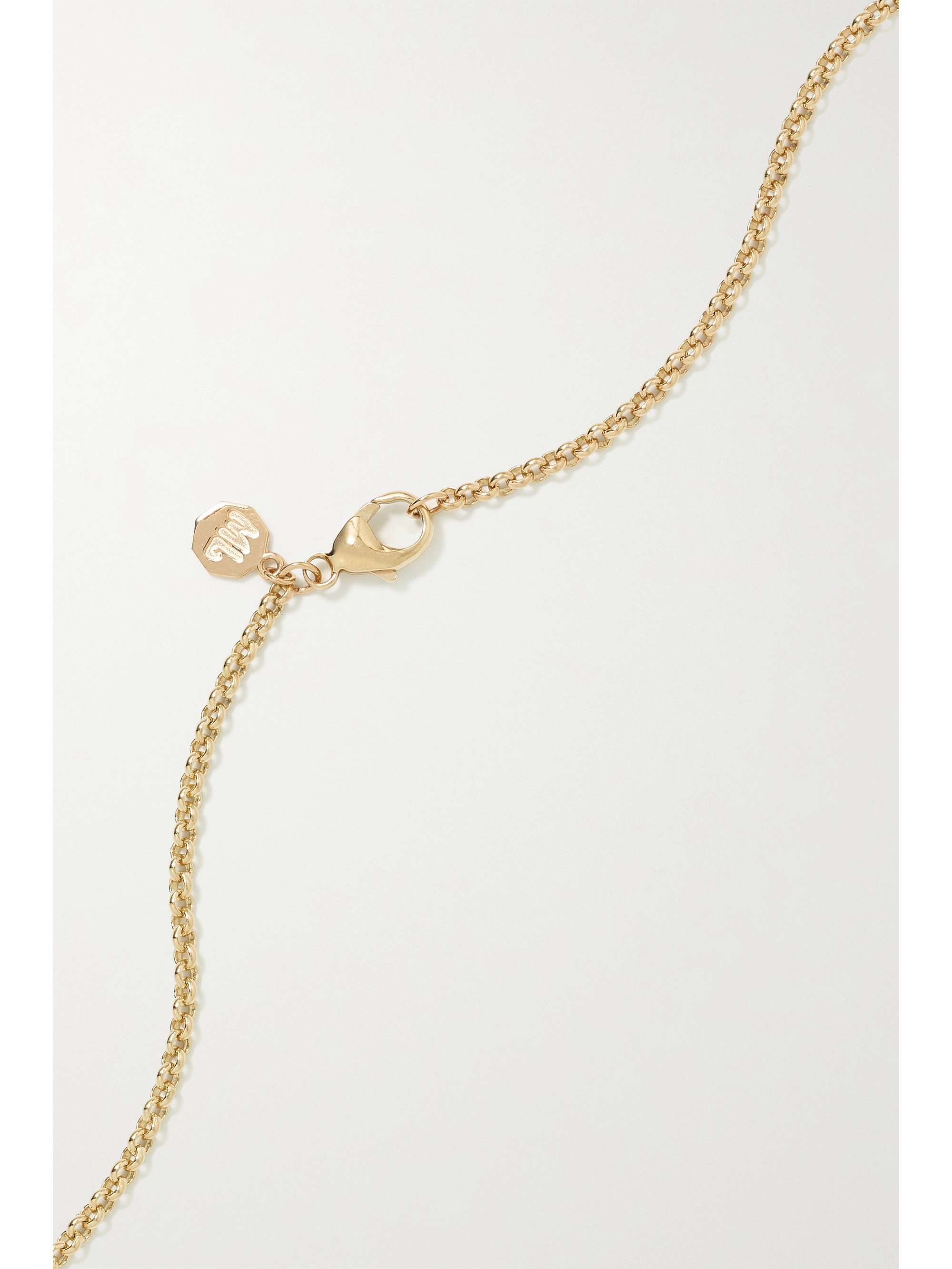 MARLO LAZ Mini Porta Fortuna Coin 14-karat gold, enamel, diamond and sapphire necklace