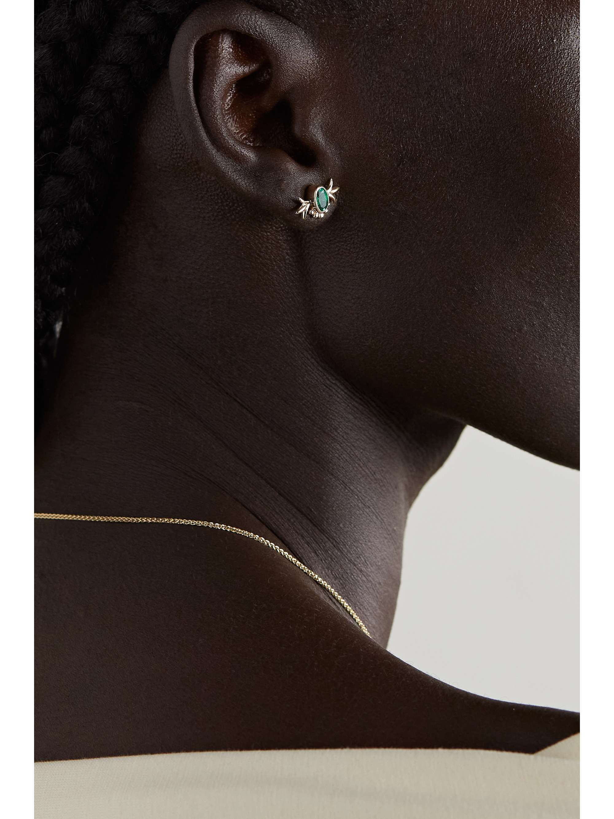 MARLO LAZ Squash Blossom 14-karat gold aquamarine earrings
