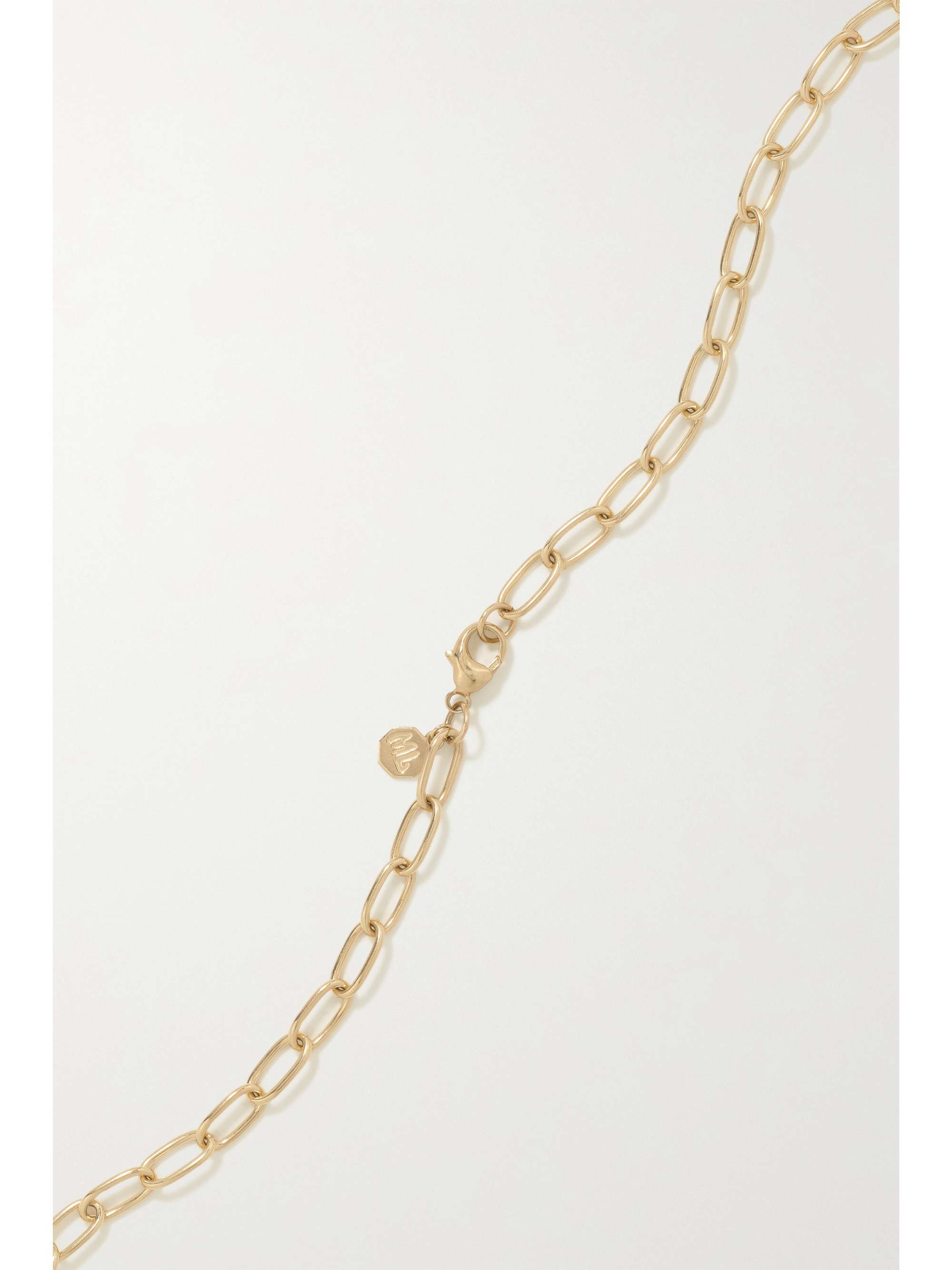 MARLO LAZ Porte Bonheur 14-karat gold, enamel and multi-stone necklace