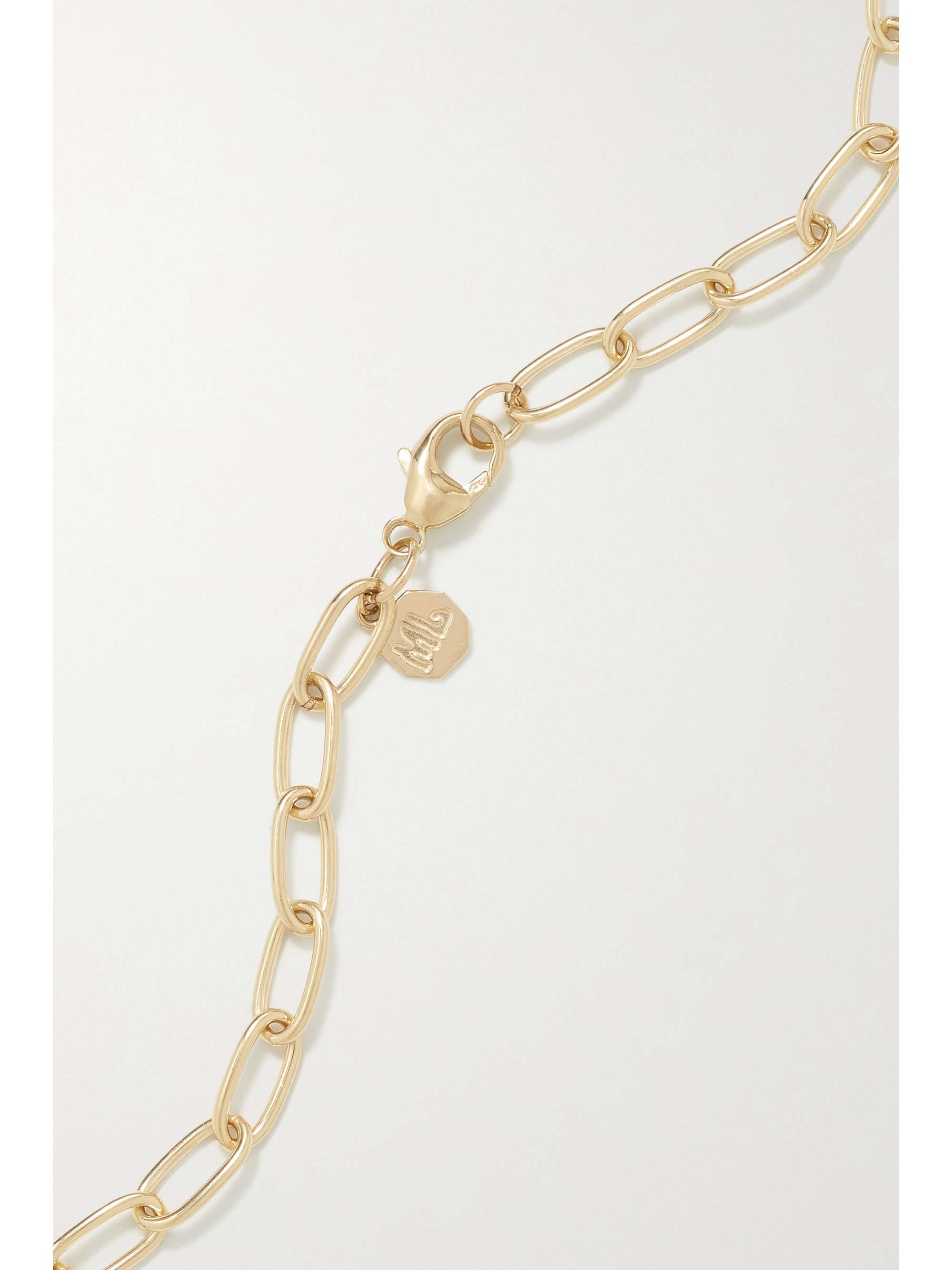 MARLO LAZ Porte Bonheur Coin large 14-karat gold, enamel, tourmaline and diamond necklace