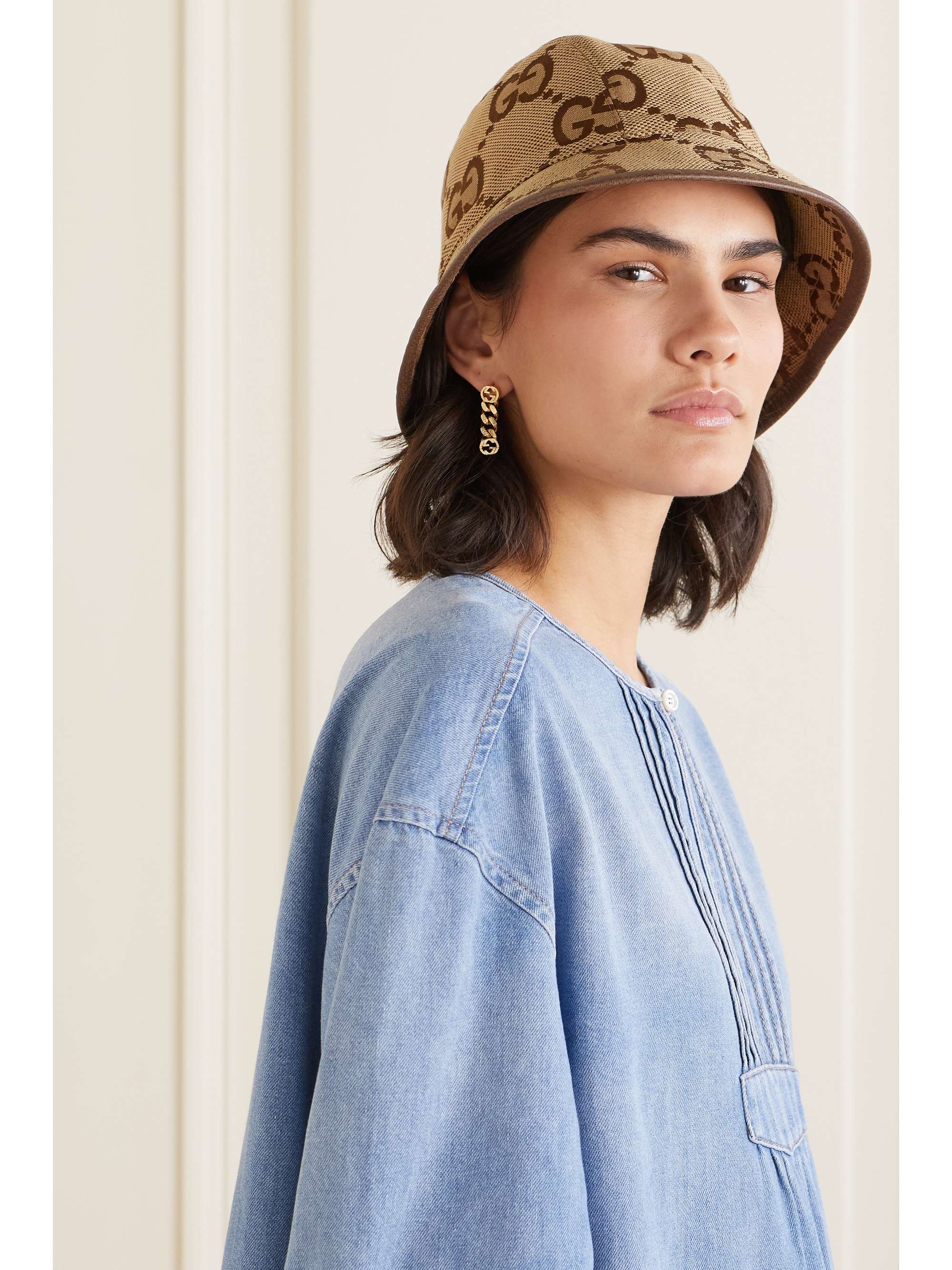 gucci straw bucket hat