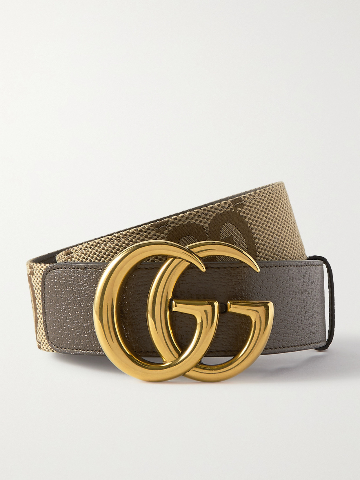 Gucci Leather-trimmed Canvas-jacquard Belt