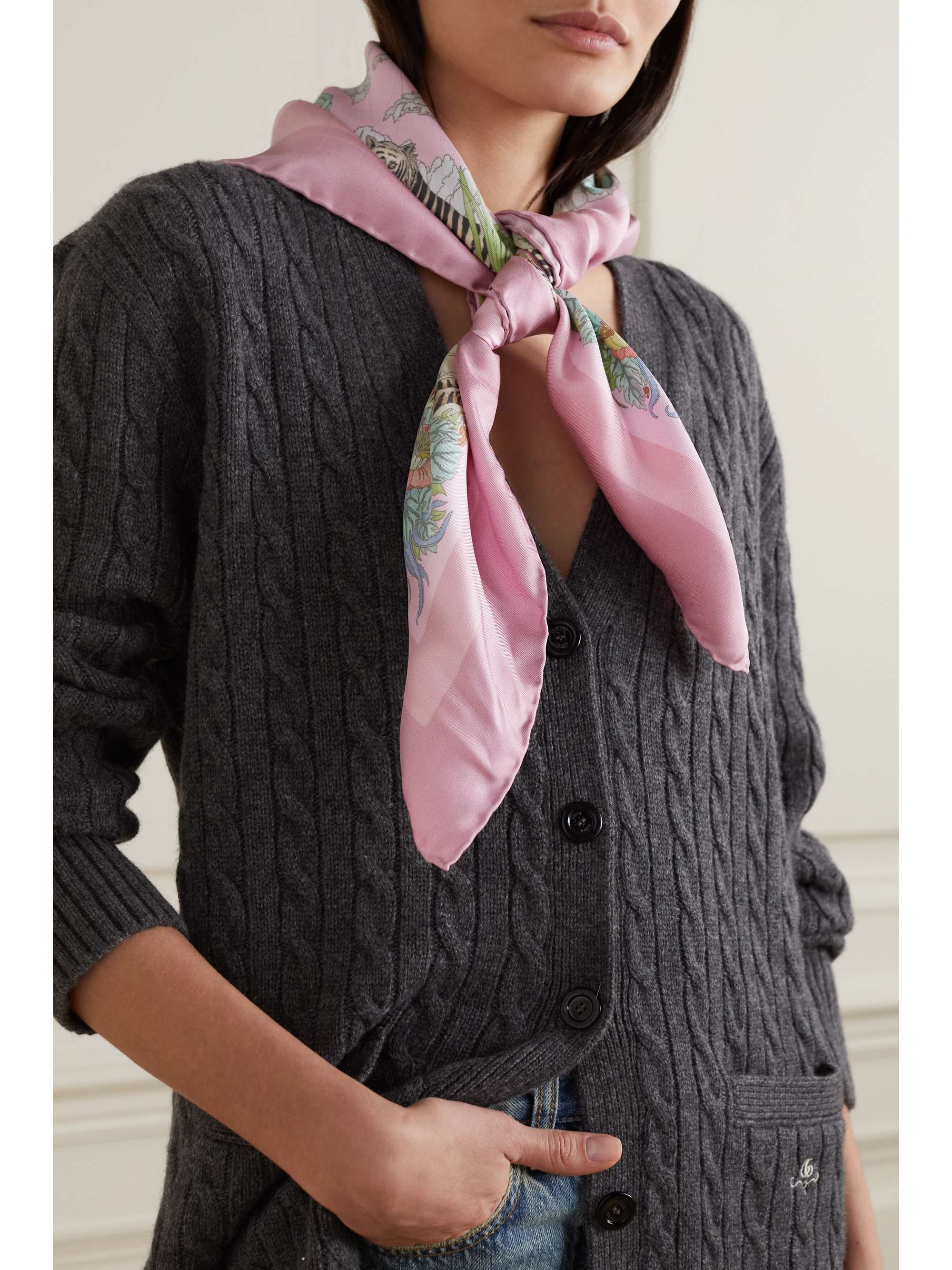 GUCCI Printed silktwill scarf NETAPORTER