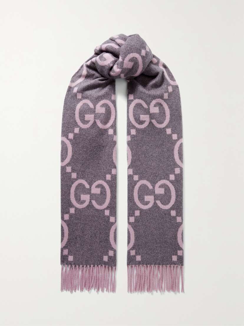 Gucci Fringed Cashmere-jacquard Scarf