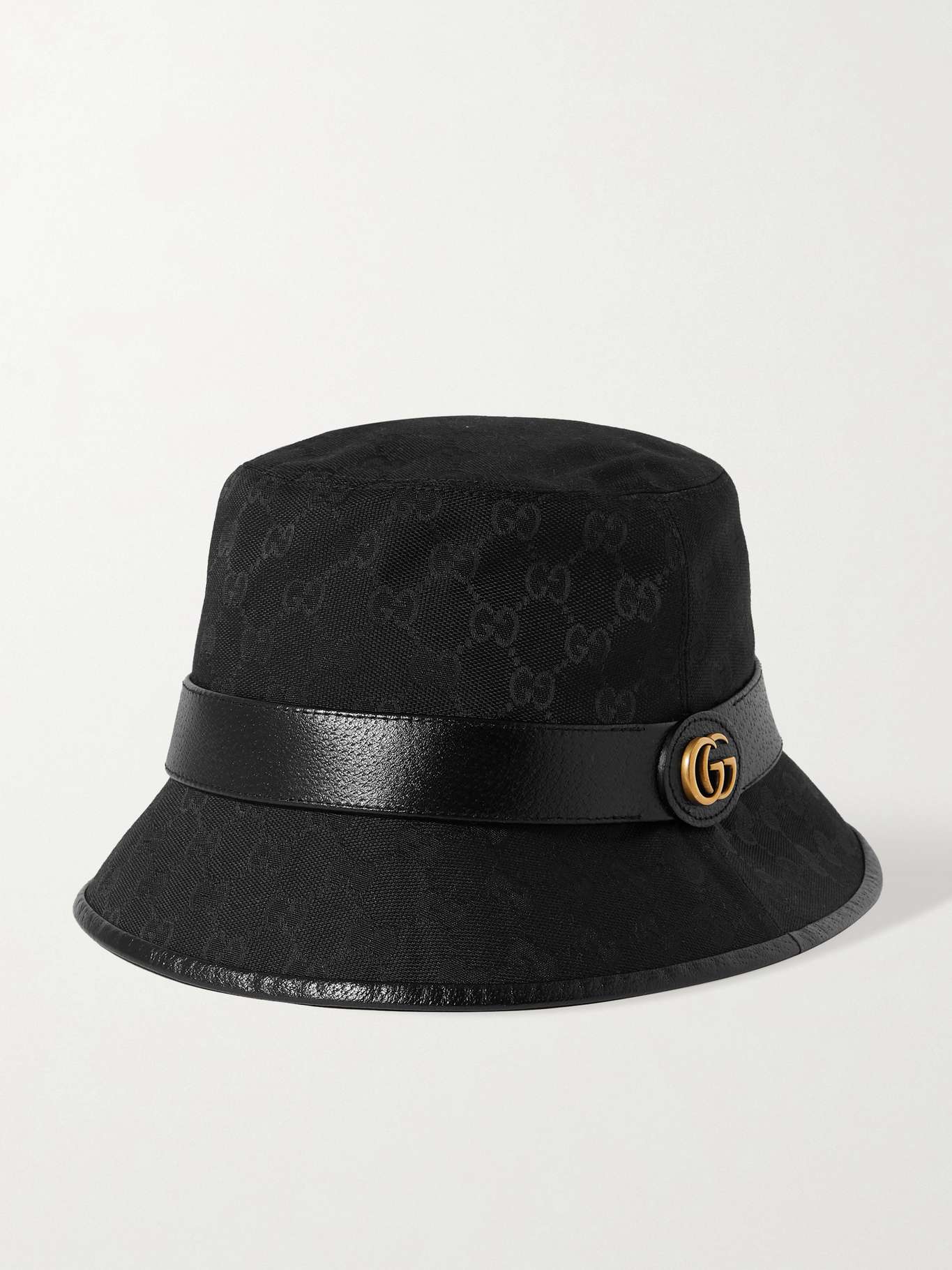 GUCCI Leathertrimmed canvasjacquard bucket hat NETAPORTER