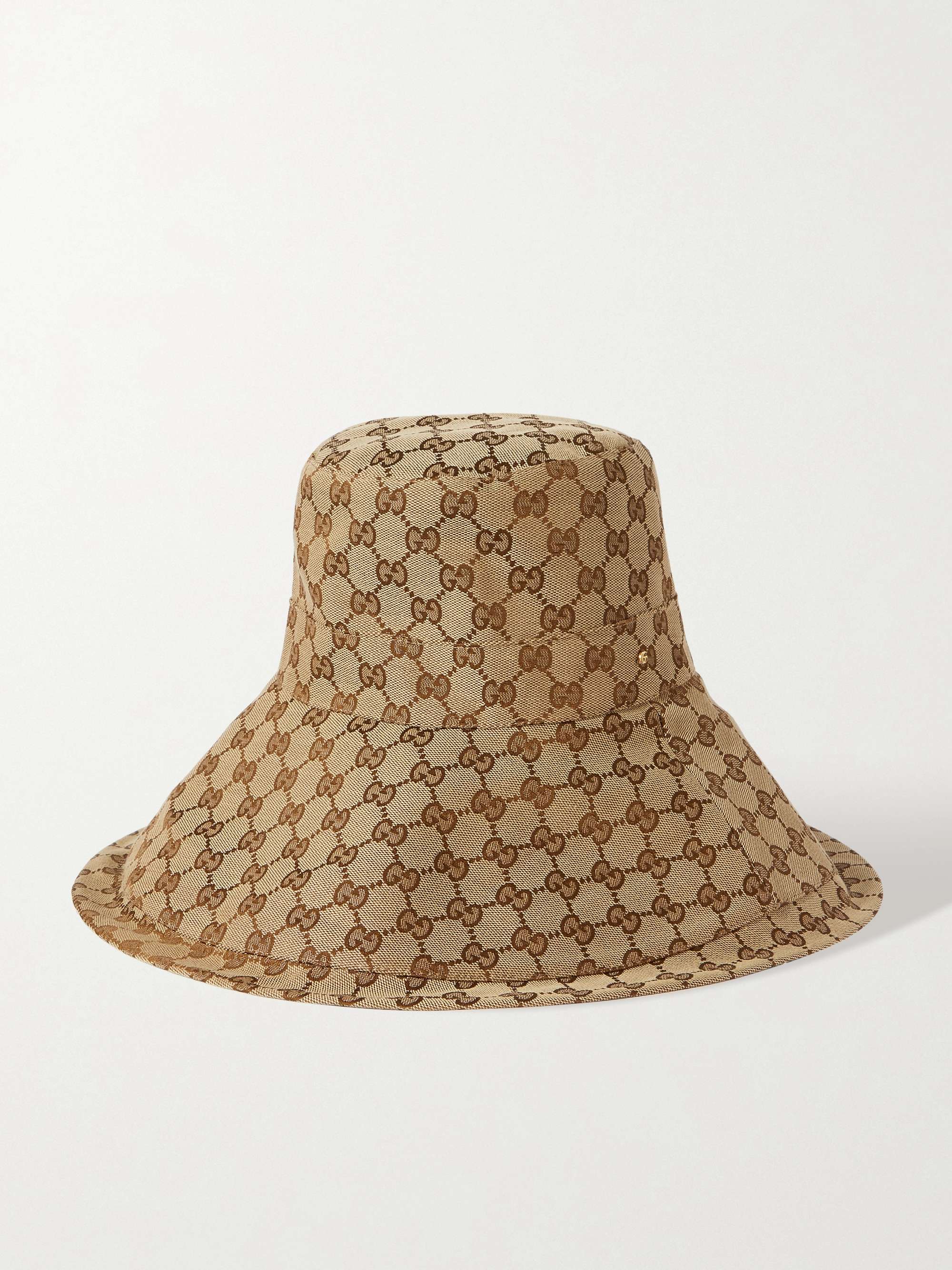 Bucket hat in canvas and calfskin