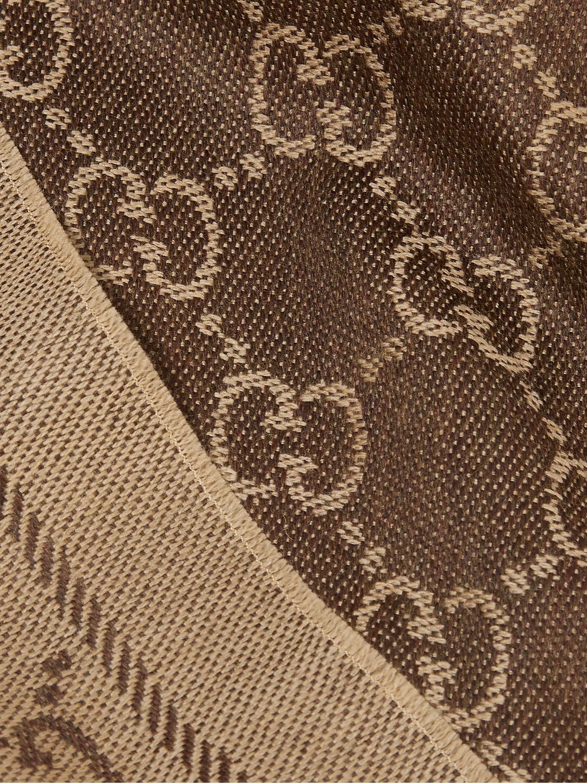 GUCCI + NET SUSTAIN Sten reversible fringed organic wool-jacquard scarf