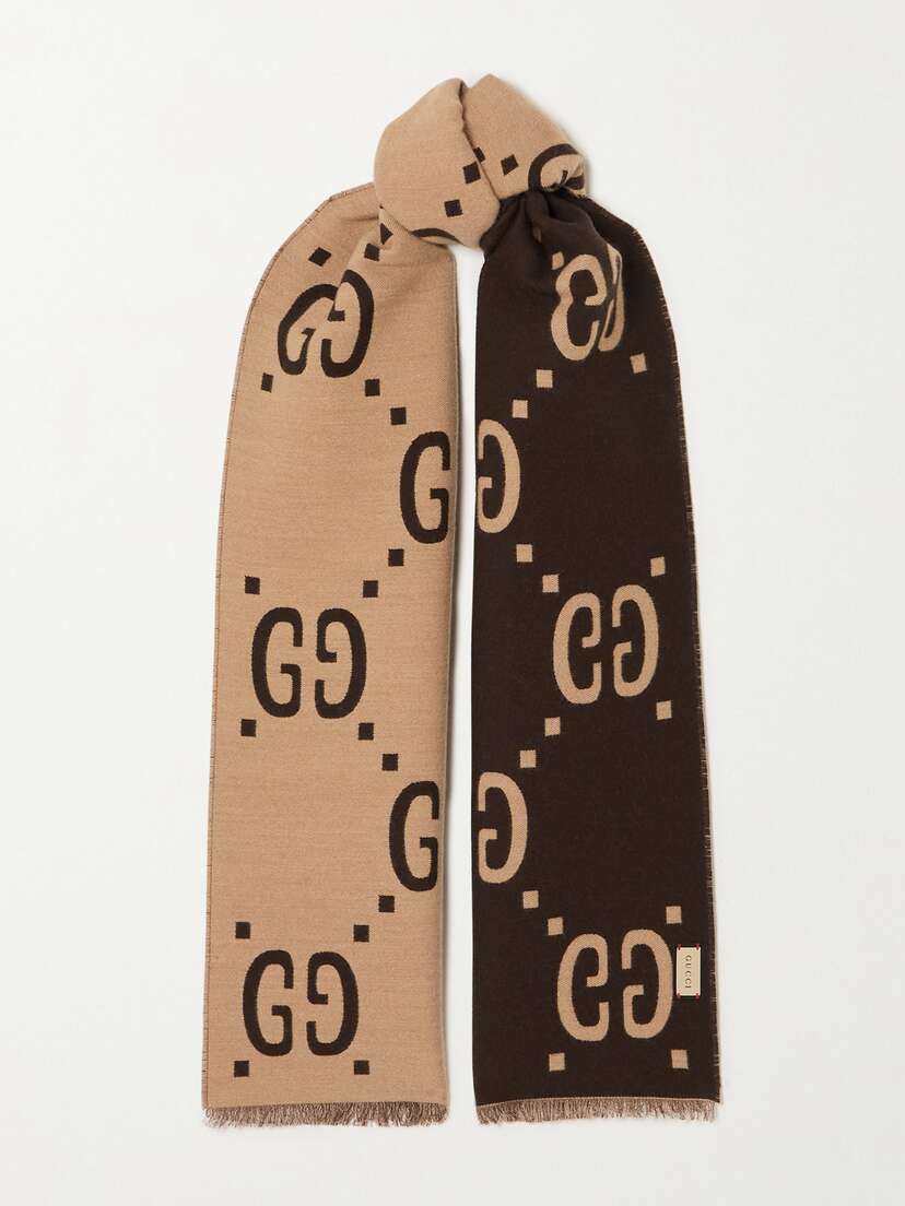 Gucci Fringed Wool And Silk-blend Jacquard Scarf