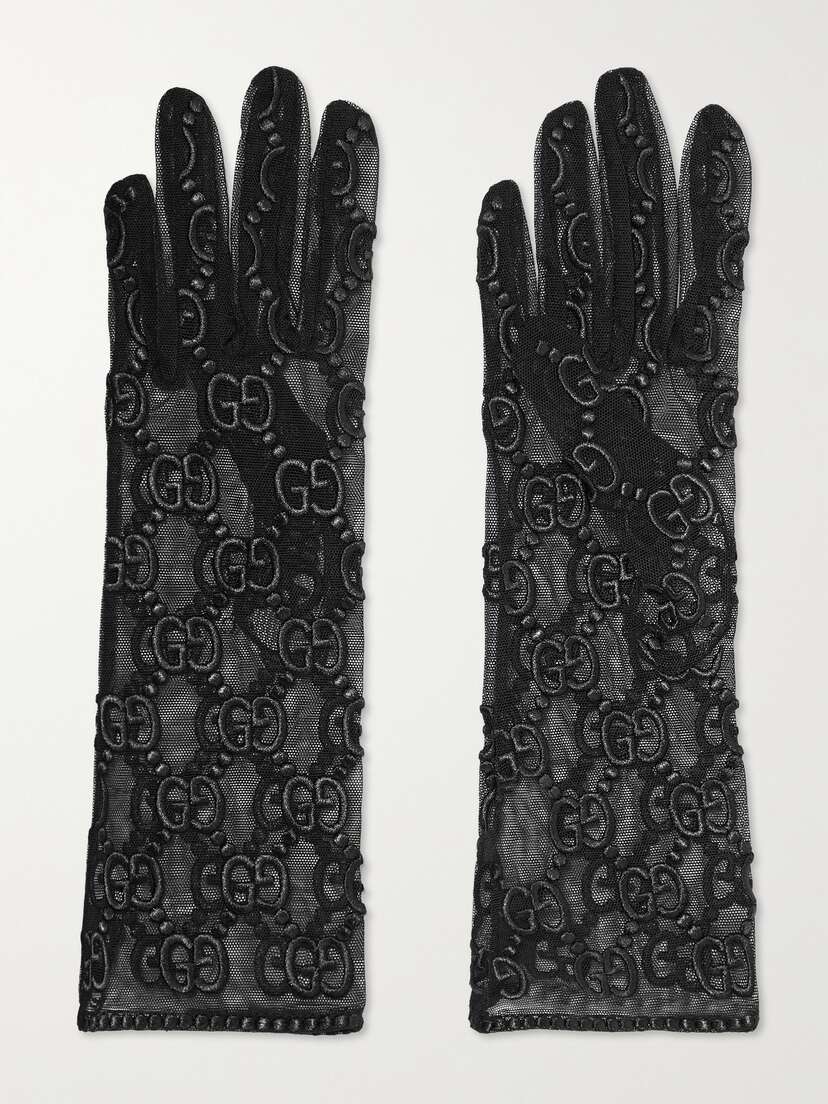 Gucci Embroidered Tulle Gloves