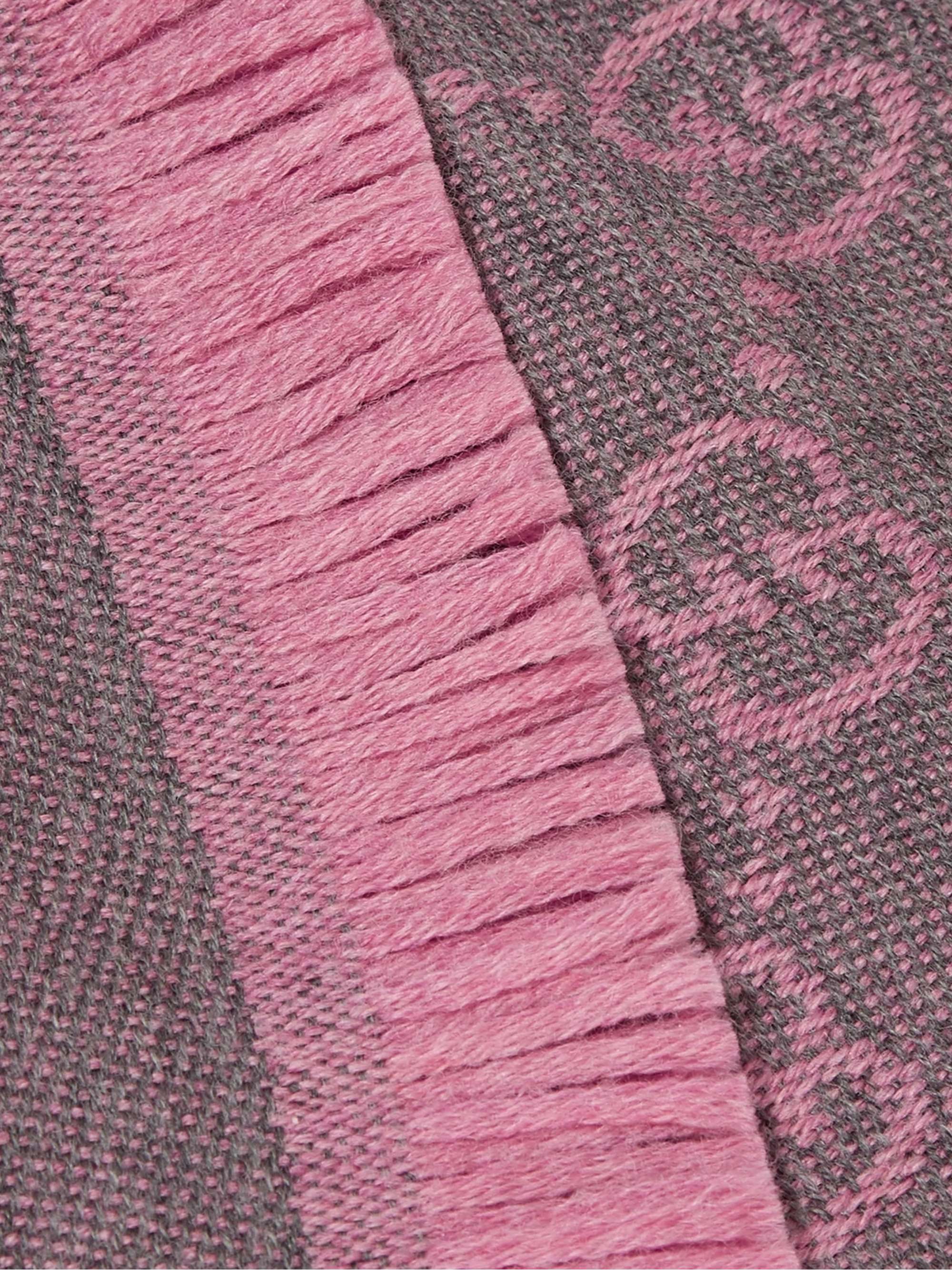 GUCCI + NET SUSTAIN Sten reversible fringed organic wool-jacquard scarf