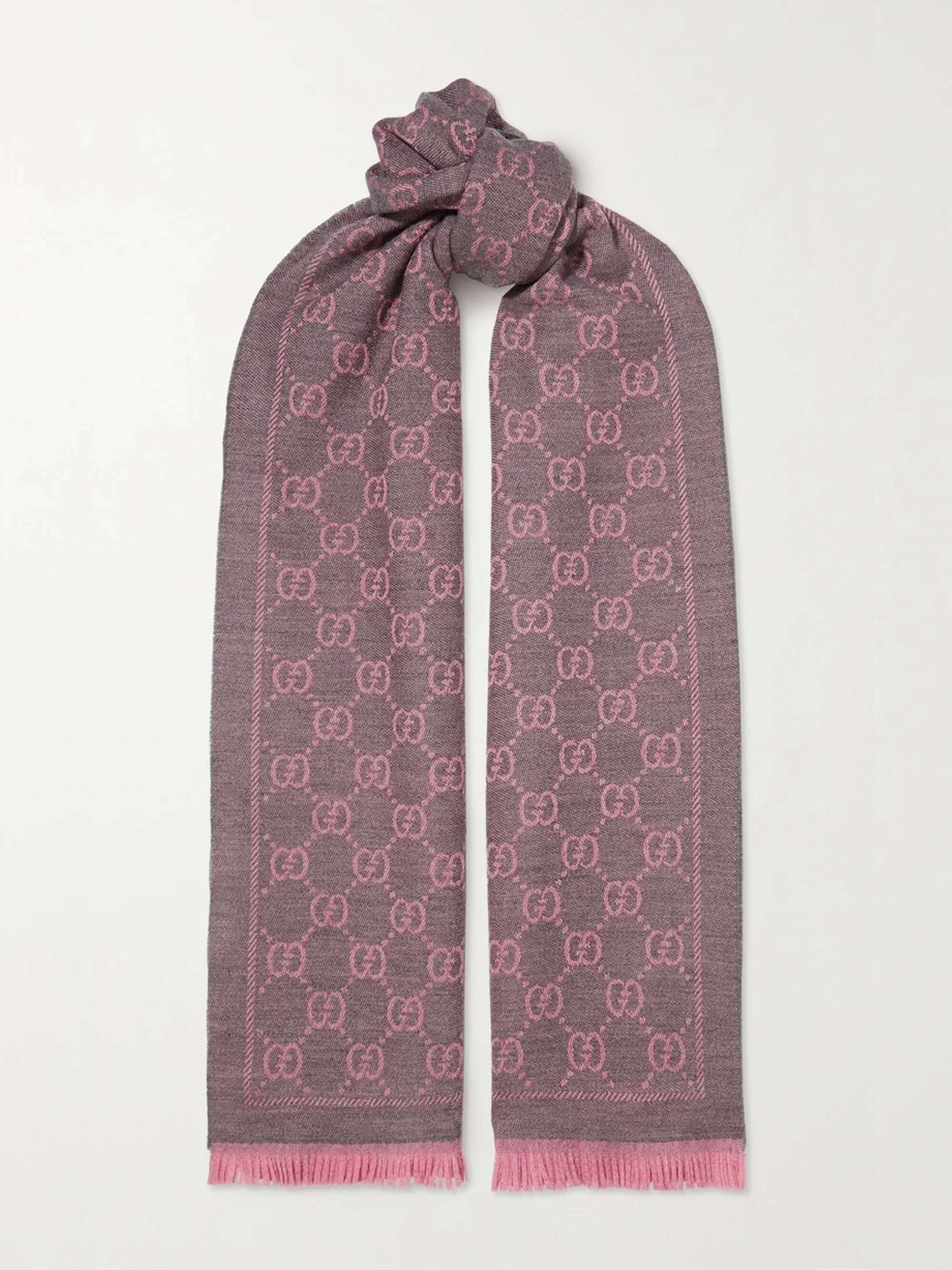 Reversible Logo-Print Wool Scarf