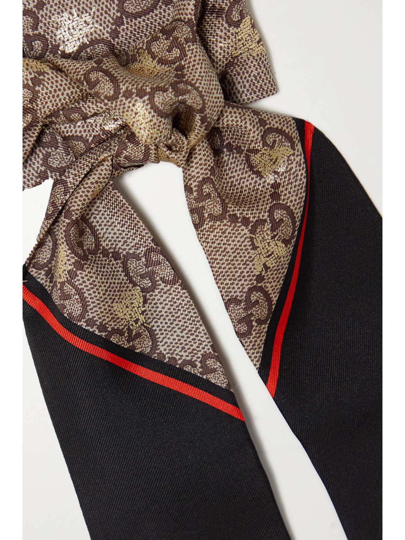GUCCI Metallic printed silktwill scarf NETAPORTER