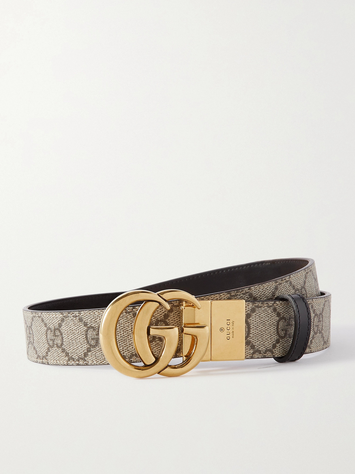 Gucci - Reversible Leather And Printed Coated-canvas Belt - Ivory