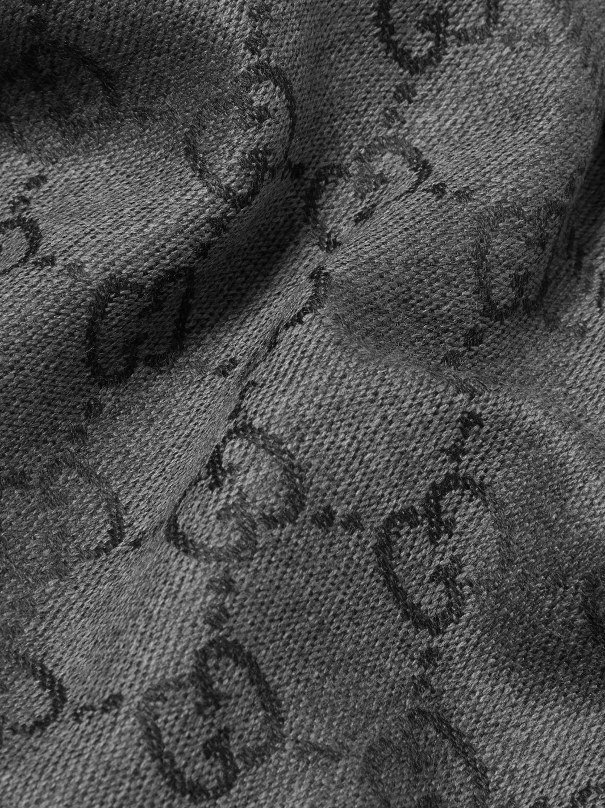 GUCCI + NET SUSTAIN Sten reversible fringed organic wool-jacquard scarf