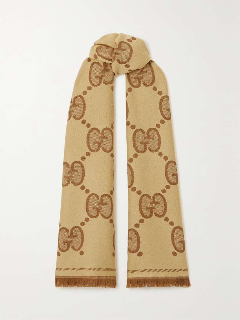 Gucci Fringed Wool-jacquard Scarf
