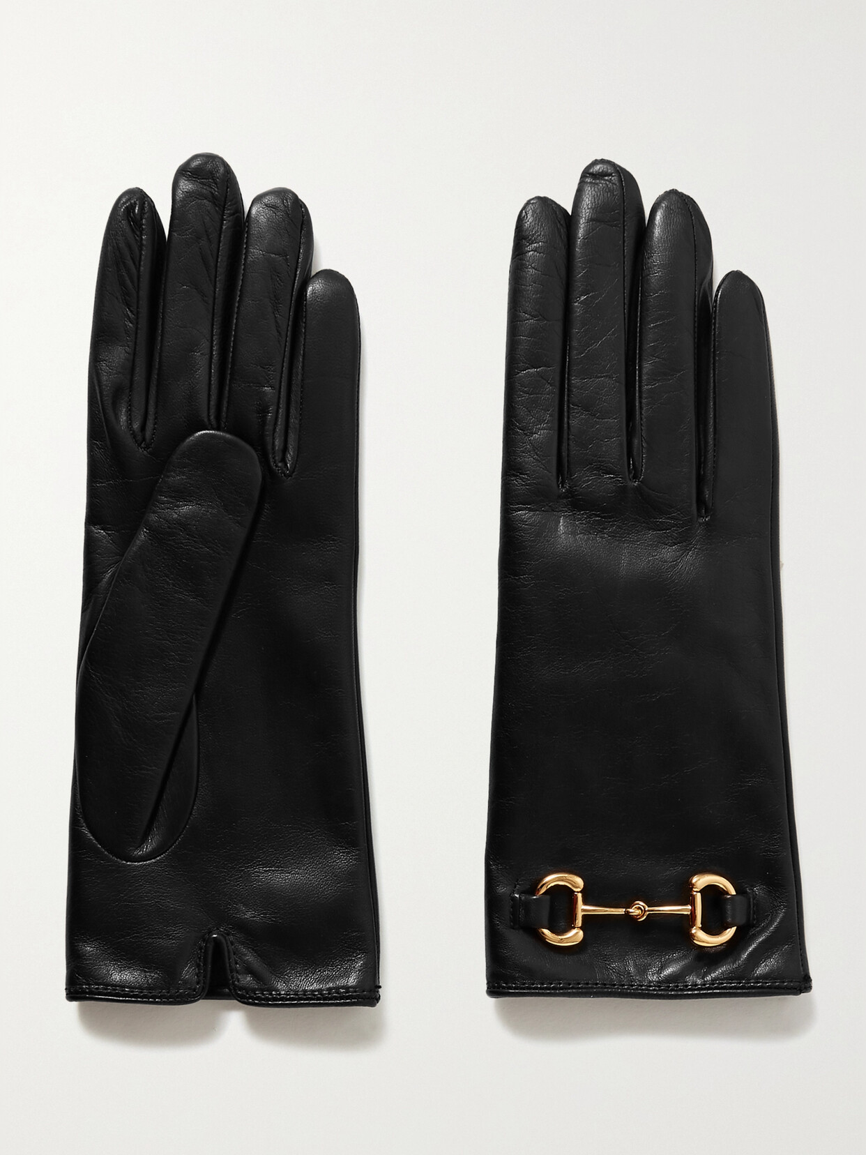 Gucci Horsebit-detailed Leather Gloves In Black