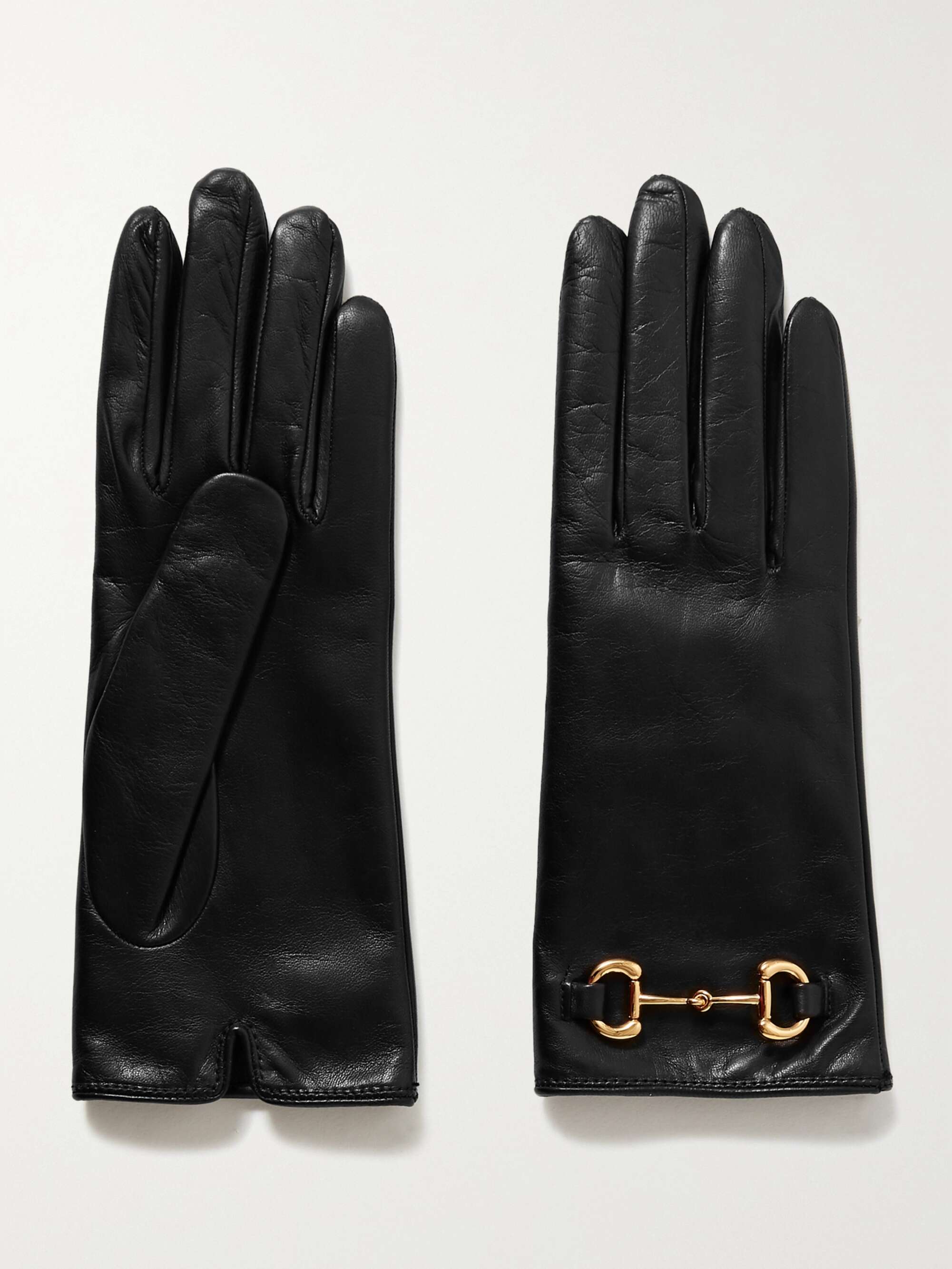 GUCCI Horsebit-detailed leather gloves | NET-A-PORTER