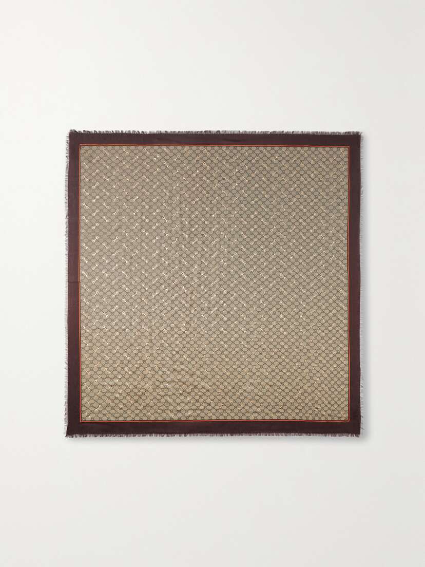 Gucci Metallic Printed Modal And Silk-blend Scarf