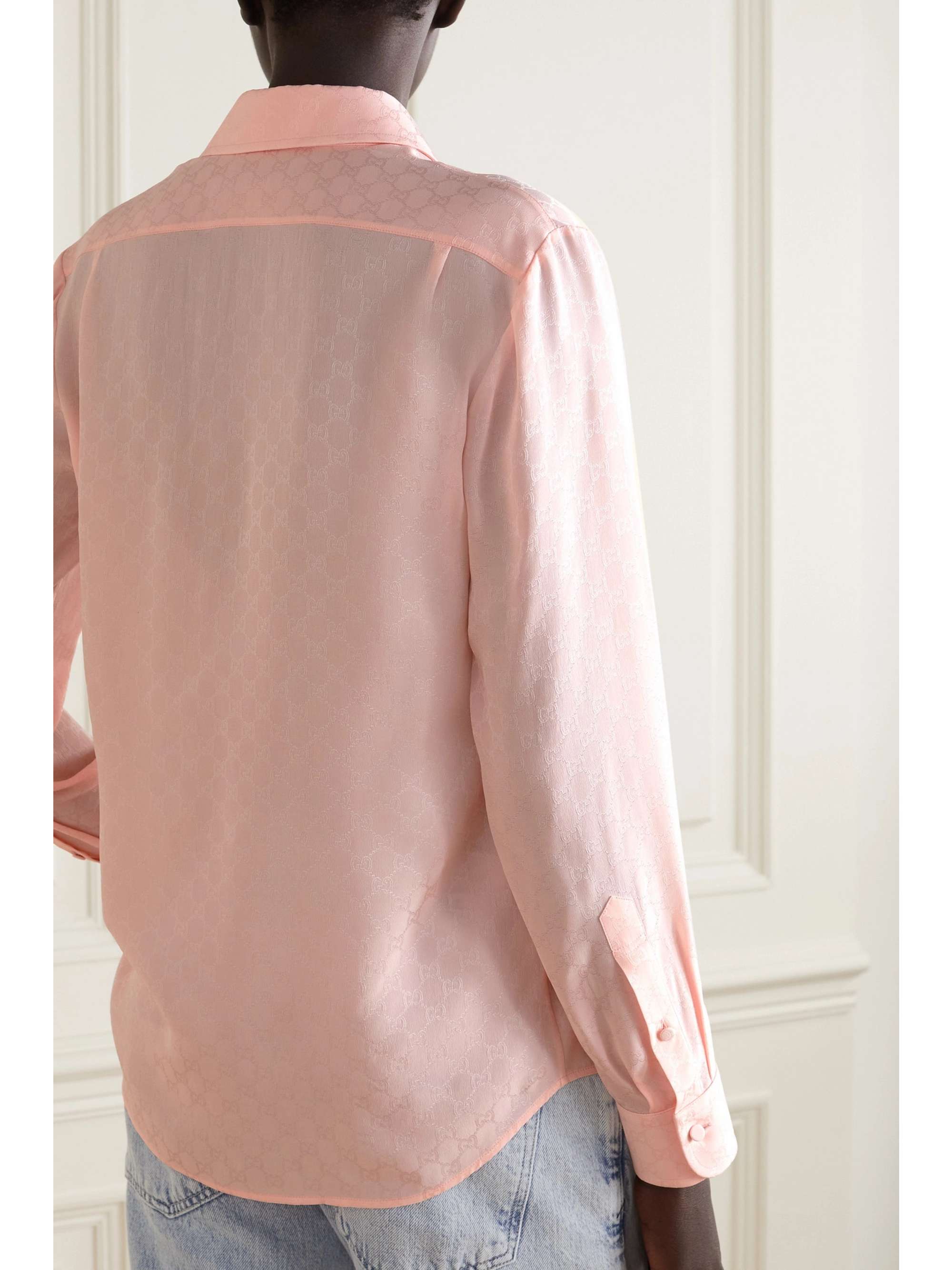 Pink Silk-jacquard shirt | GUCCI | NET 