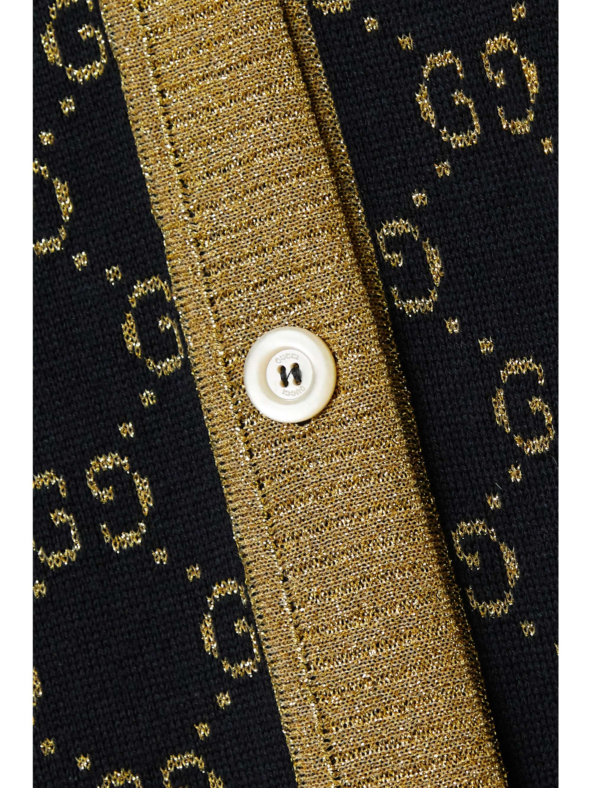 GUCCI Metallic jacquard-knit cotton-blend cardigan