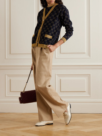 Gucci Metallic jacquard-knit cotton-blend cardigan