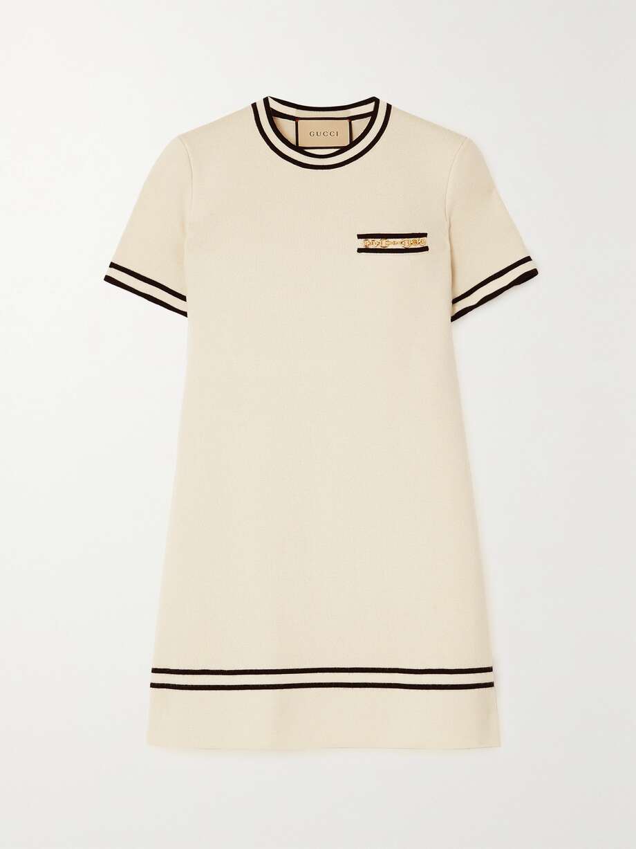 horsebit wool-jacquard mini dress