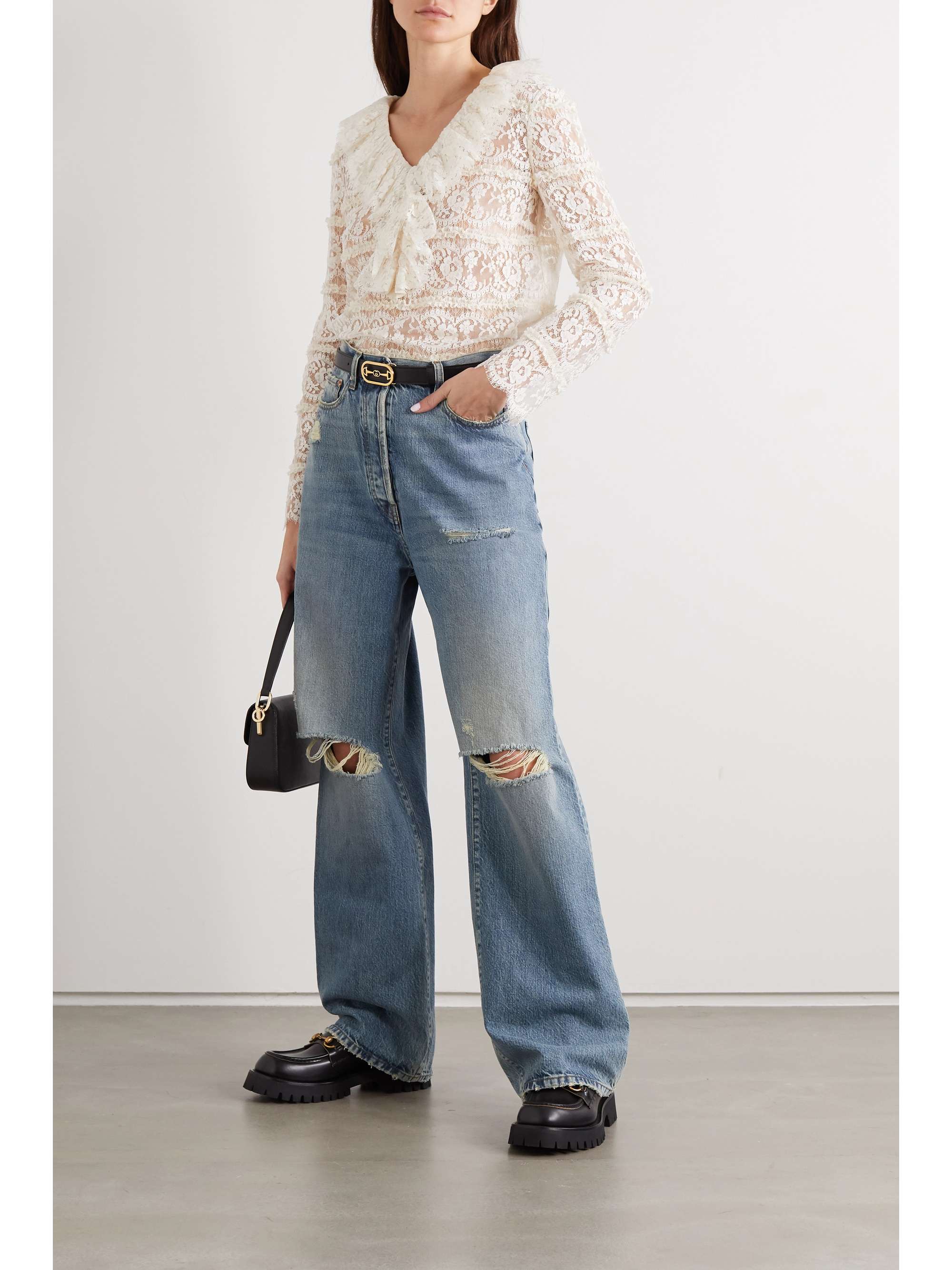 GUCCI Boyfriend-Jeans aus Bio-Denim in Distressed-Optik