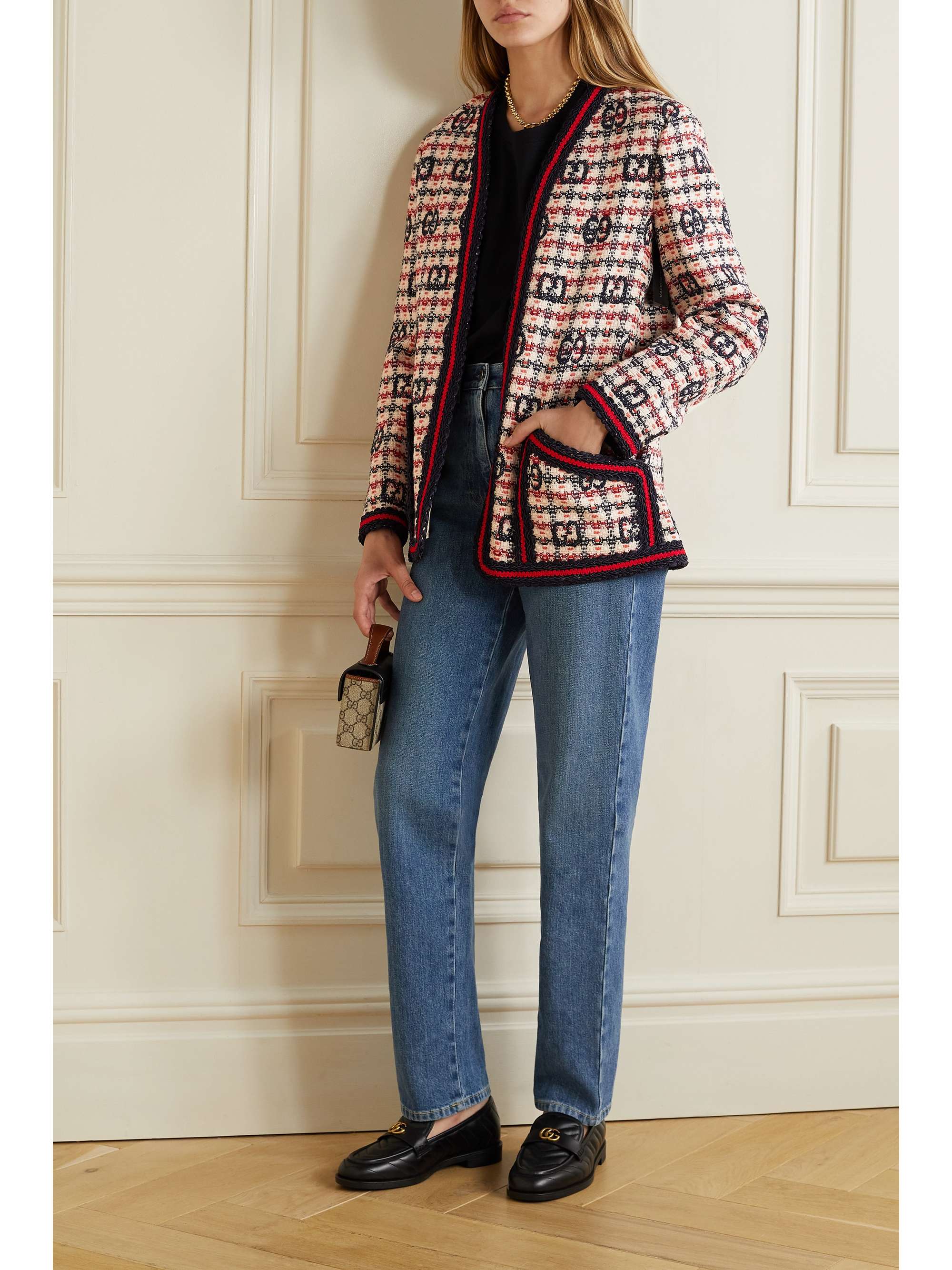 Checked wool-blend tweed jacket 決算特価商品 Wool-Blend Jacket Tweed Fancy 毛皮/ファーコート