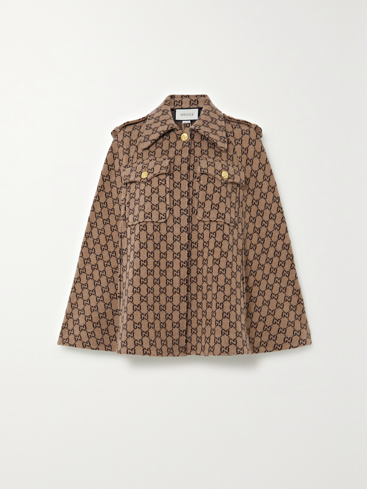 Gucci Wool-jacquard Cape In Brown