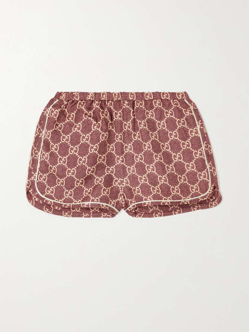 Gucci Piped Printed Silk-twill Shorts