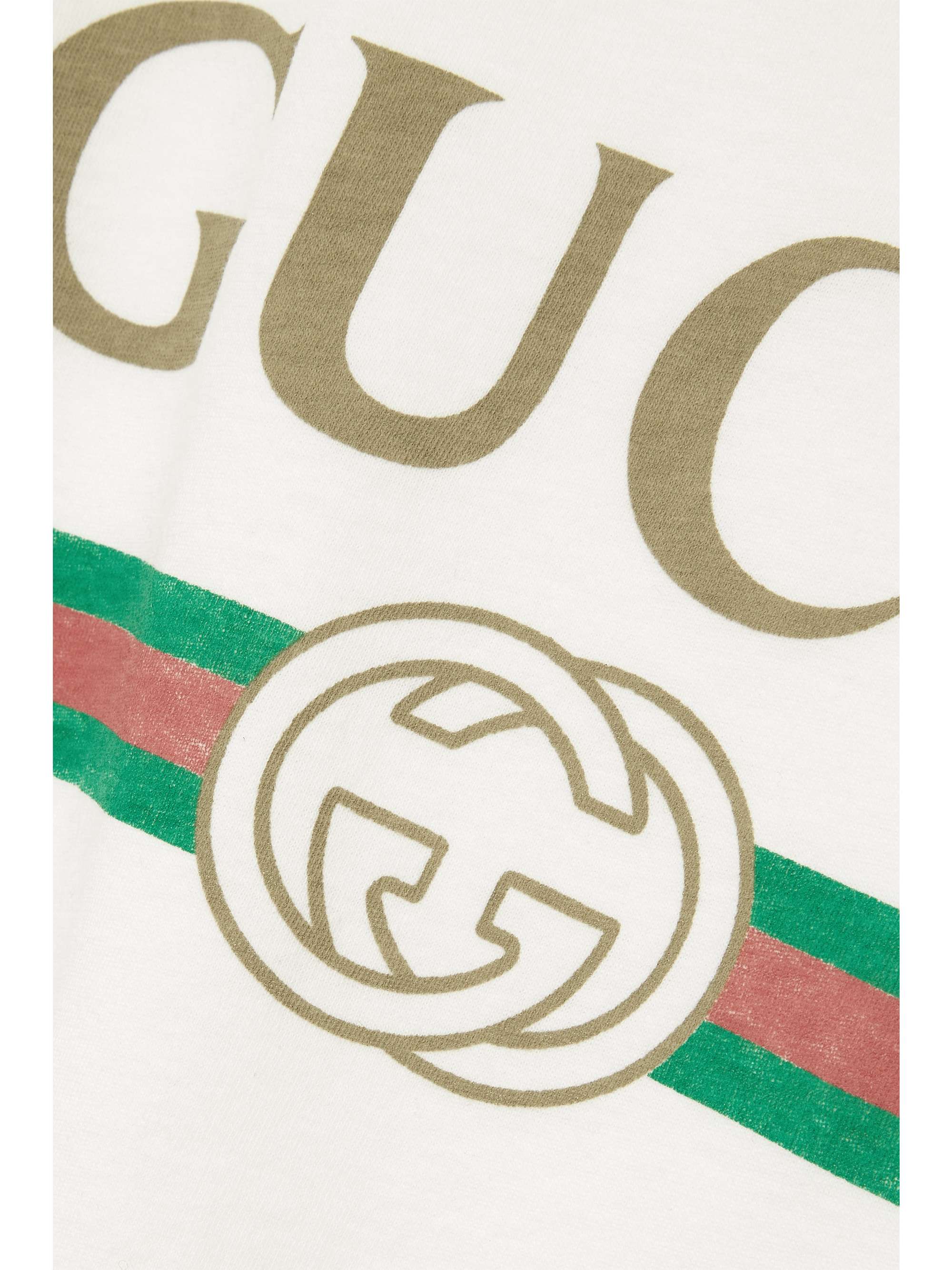 GUCCI Oversized appliquéd printed cotton-jersey T-shirt