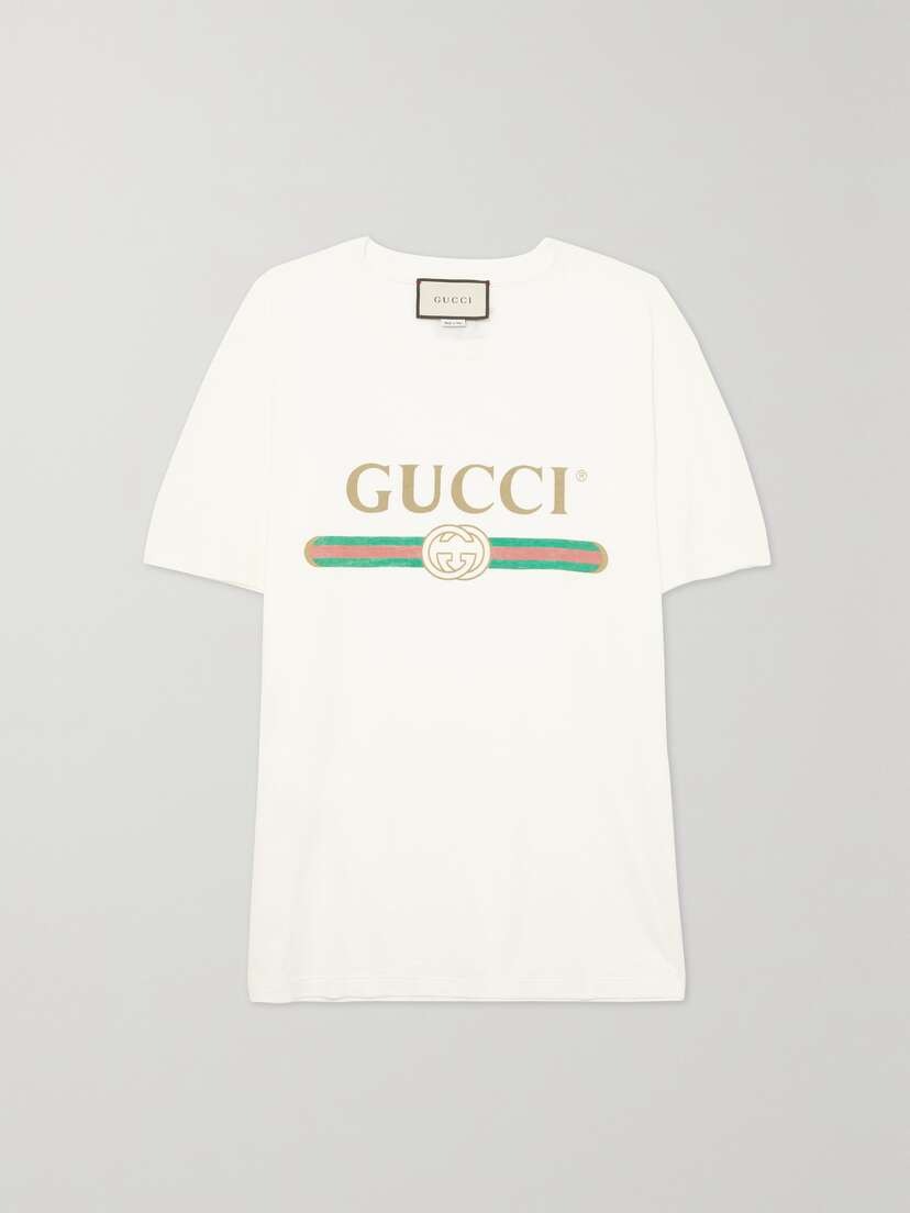 Gucci Oversized Appliquéd Printed Cotton-jersey T-shirt
