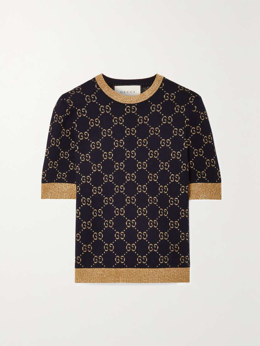 Gucci Metallic Jacquard-knit Cotton-blend Sweater
