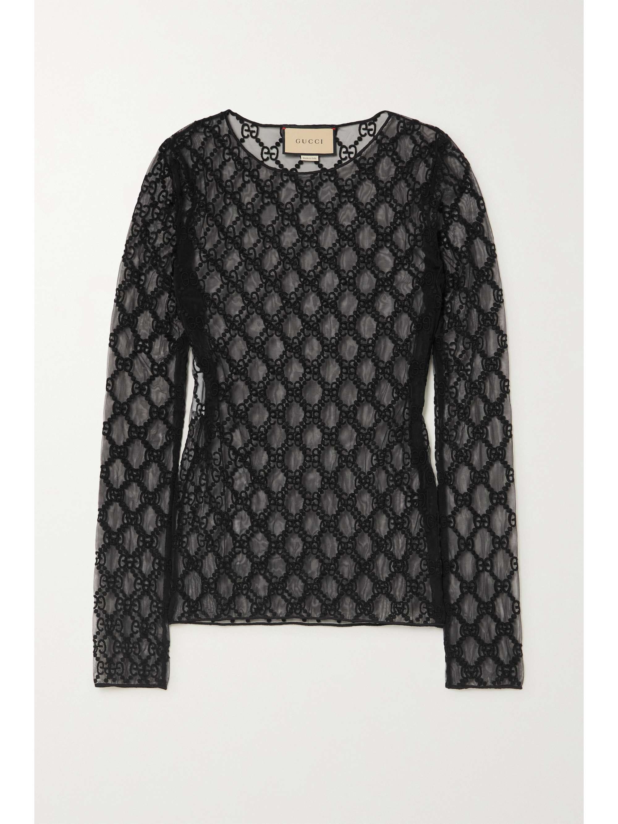 GUCCI Embroidered cotton-blend tulle top | NET-A-PORTER US