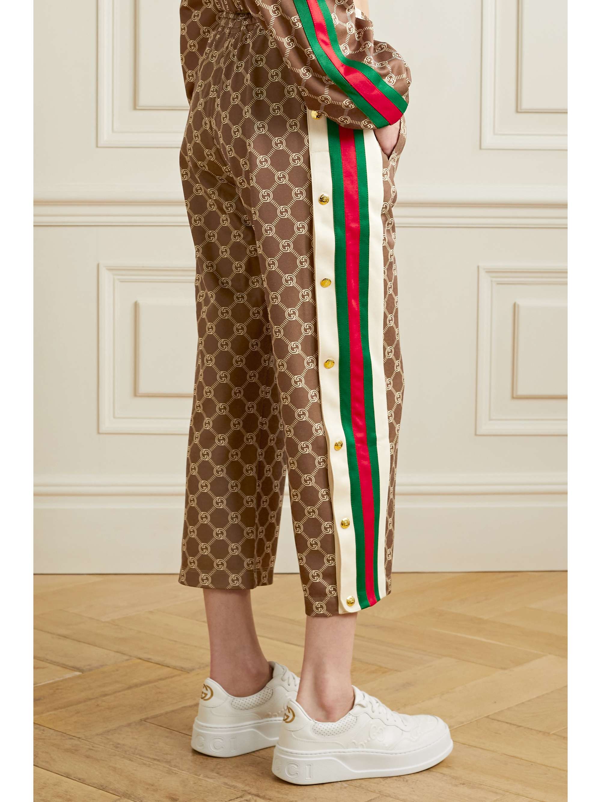 GUCCI Webbing-trimmed printed tech-jersey track pants