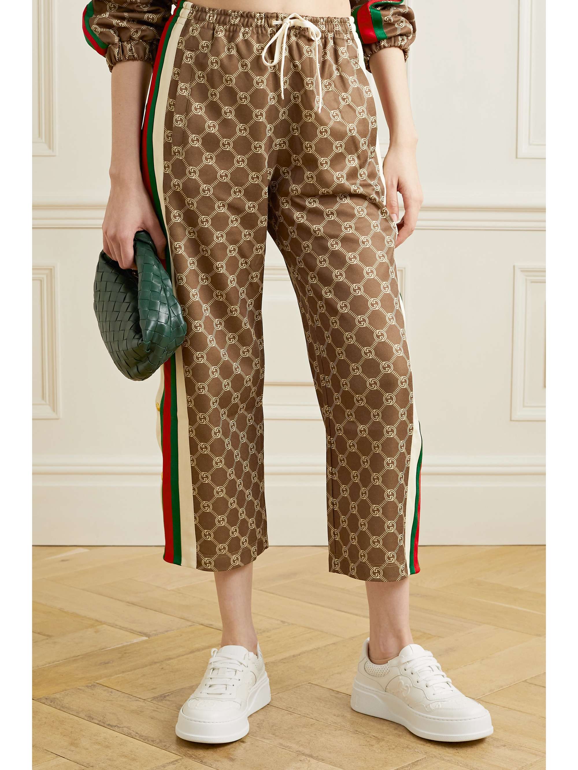 GUCCI Webbing-trimmed printed tech-jersey track pants