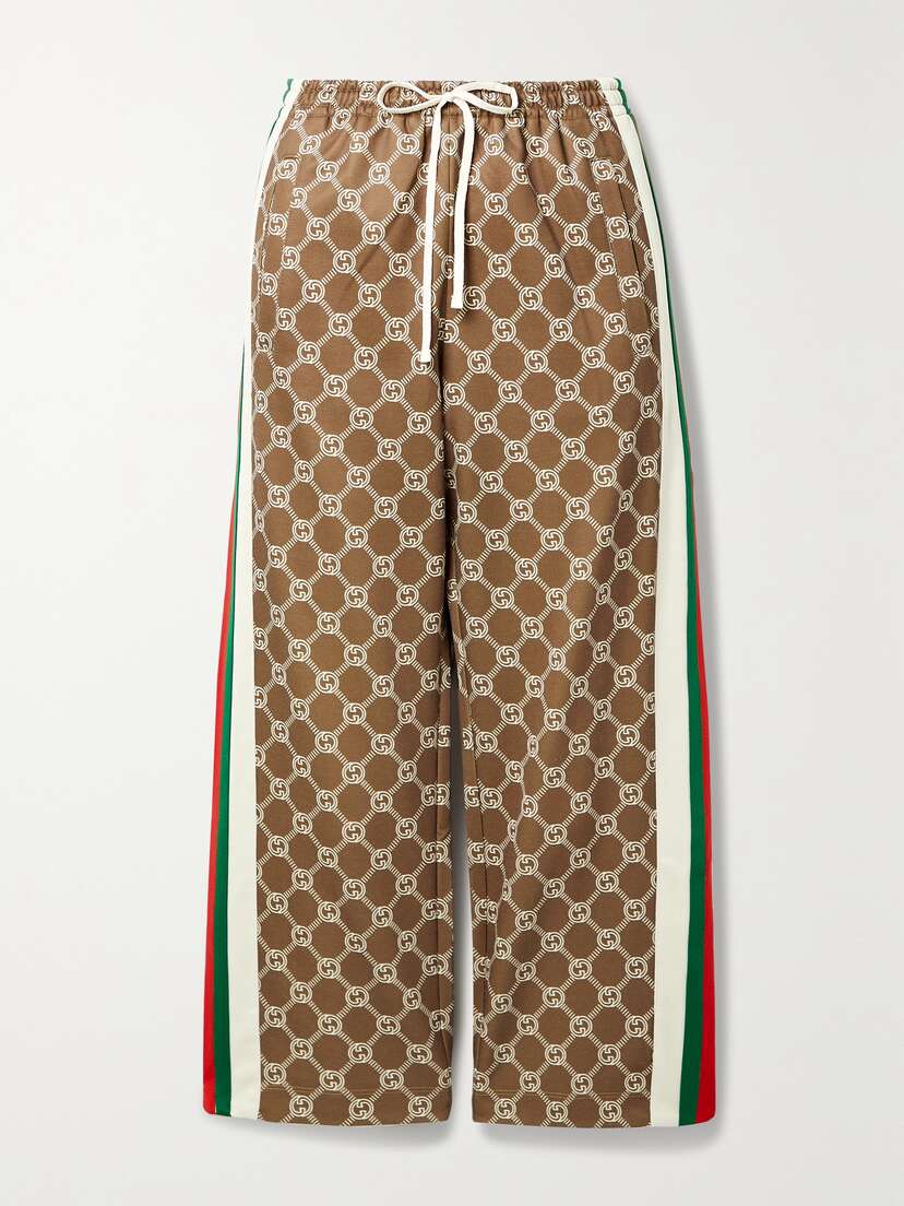 Gucci Webbing-trimmed Printed Tech-jersey Track Pants