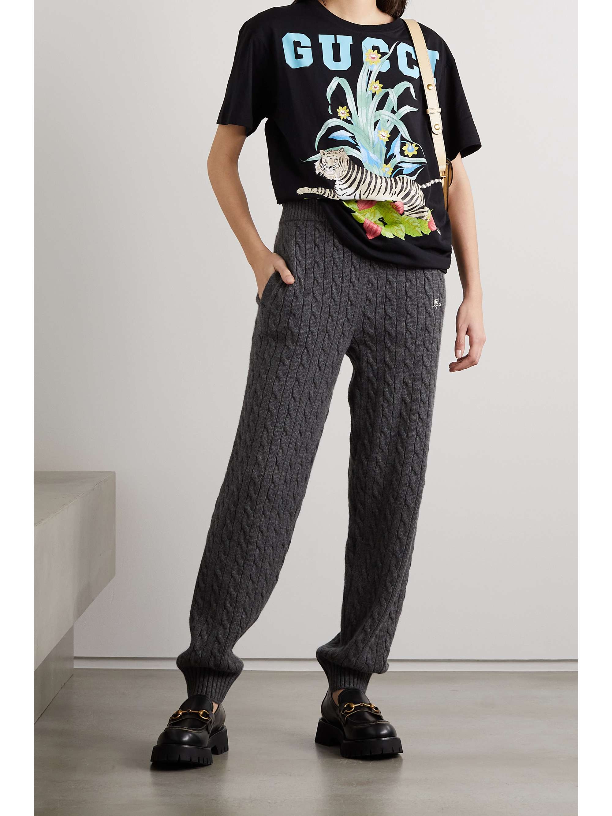 Black Chinese New Year printed cotton-jersey T-shirt | GUCCI | NET-A-PORTER