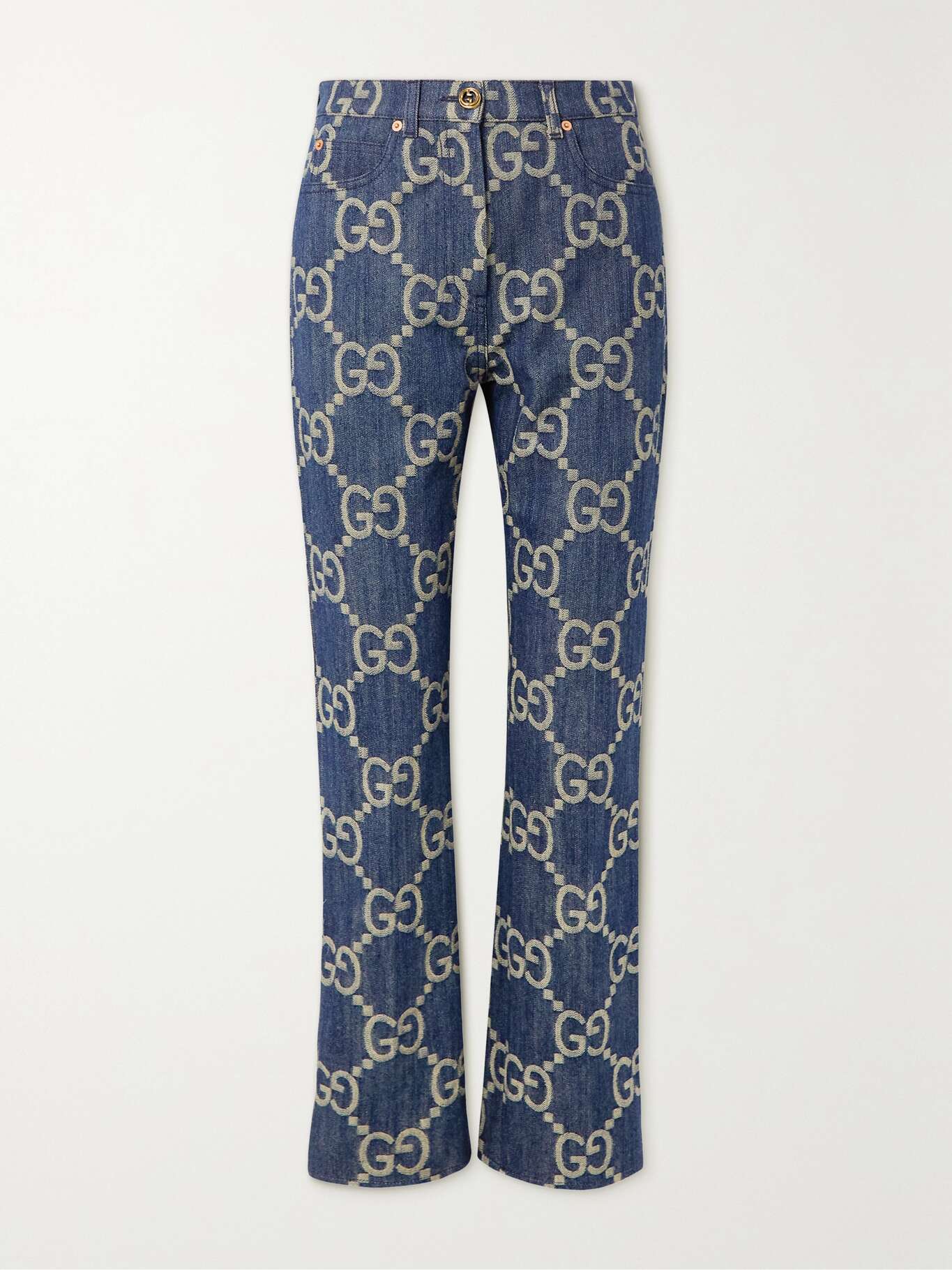GUCCI Jumbo GG denimjacquard highrise straightleg jeans NETAPORTER