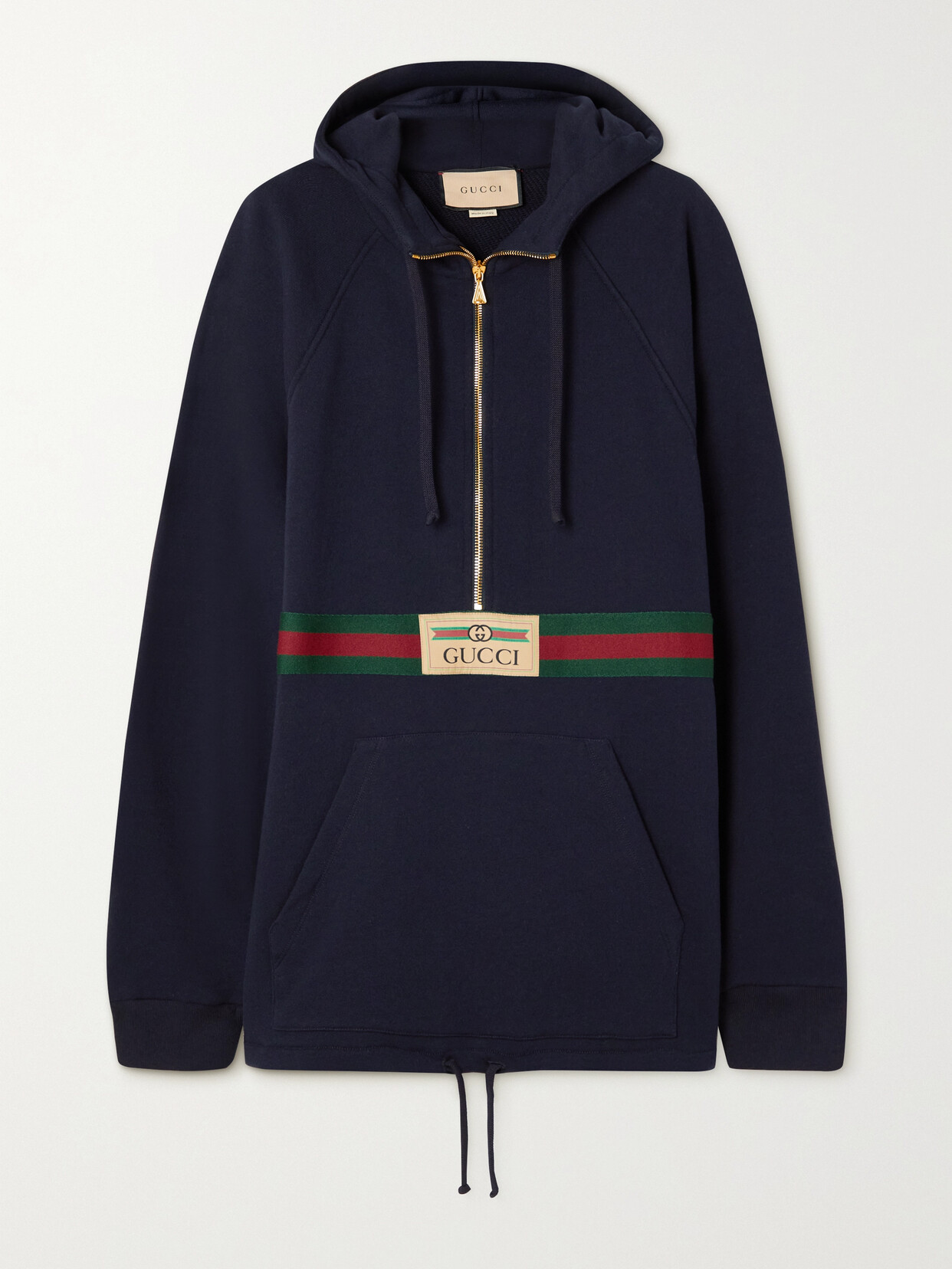 Gucci Appliquéd Webbing-trimmed Organic Cotton-jersey Hoodie