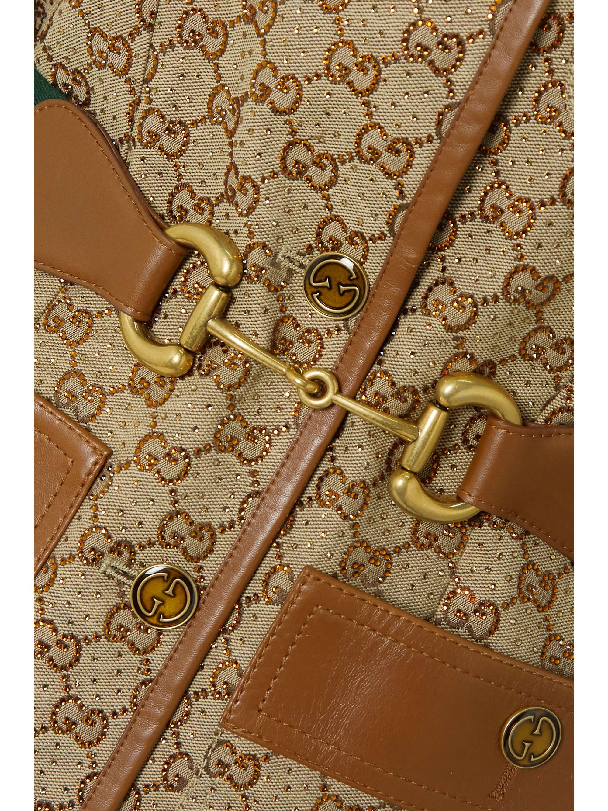 GUCCI Aria belted leather-trimmed cotton-blend canvas-jacquard jacket