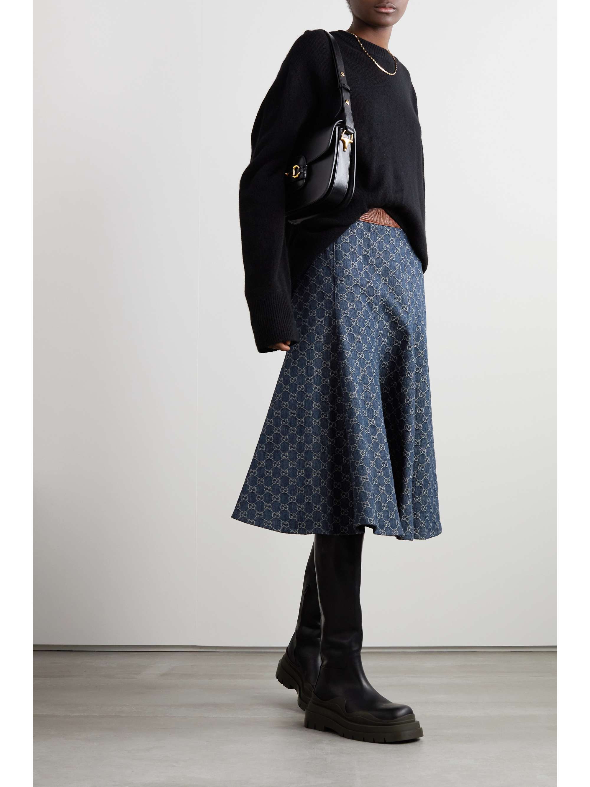 gucci denim midi skirt