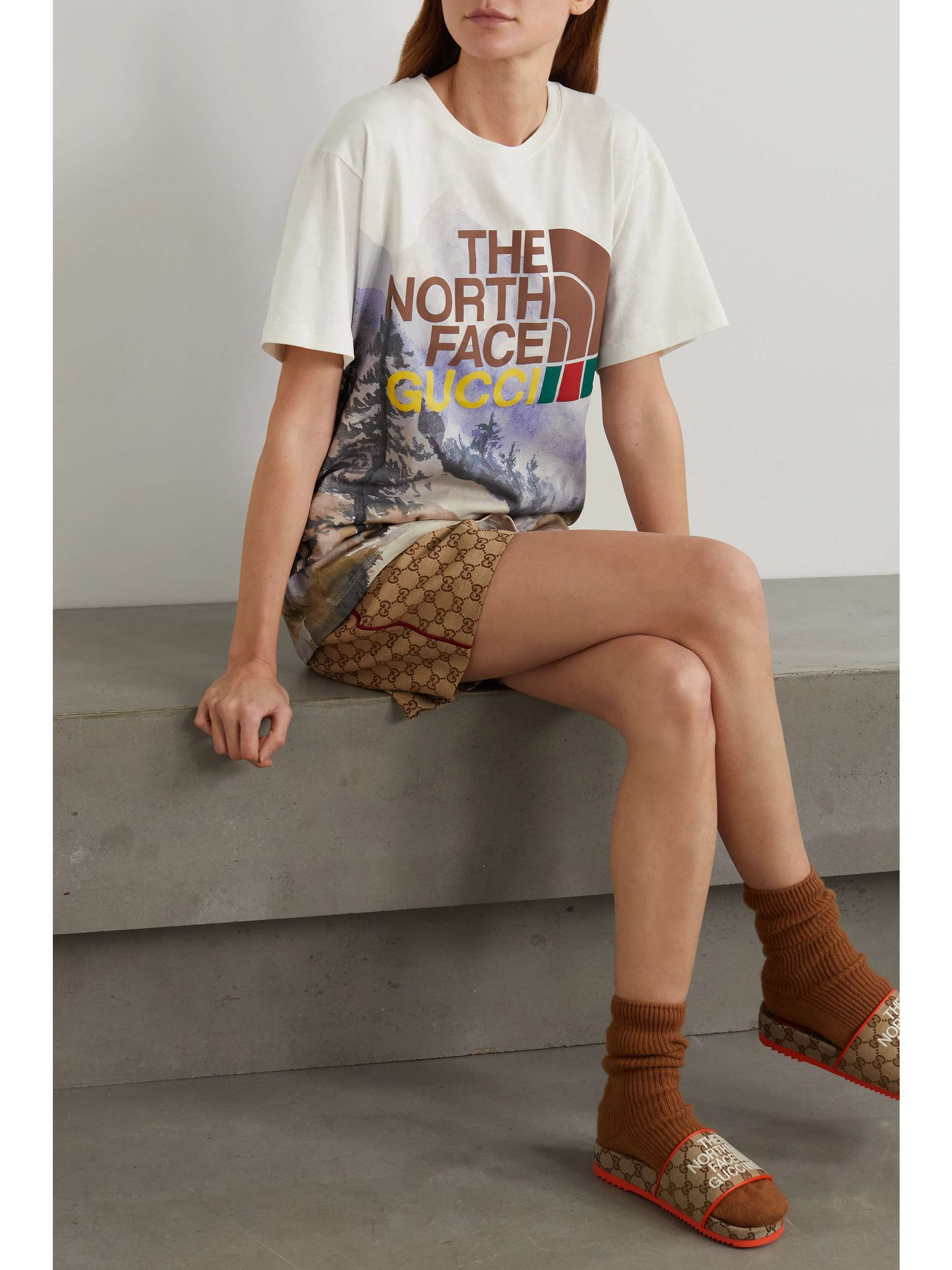 Green The North Face Printed Cotton Jersey T Shirt Gucci Net A Porter