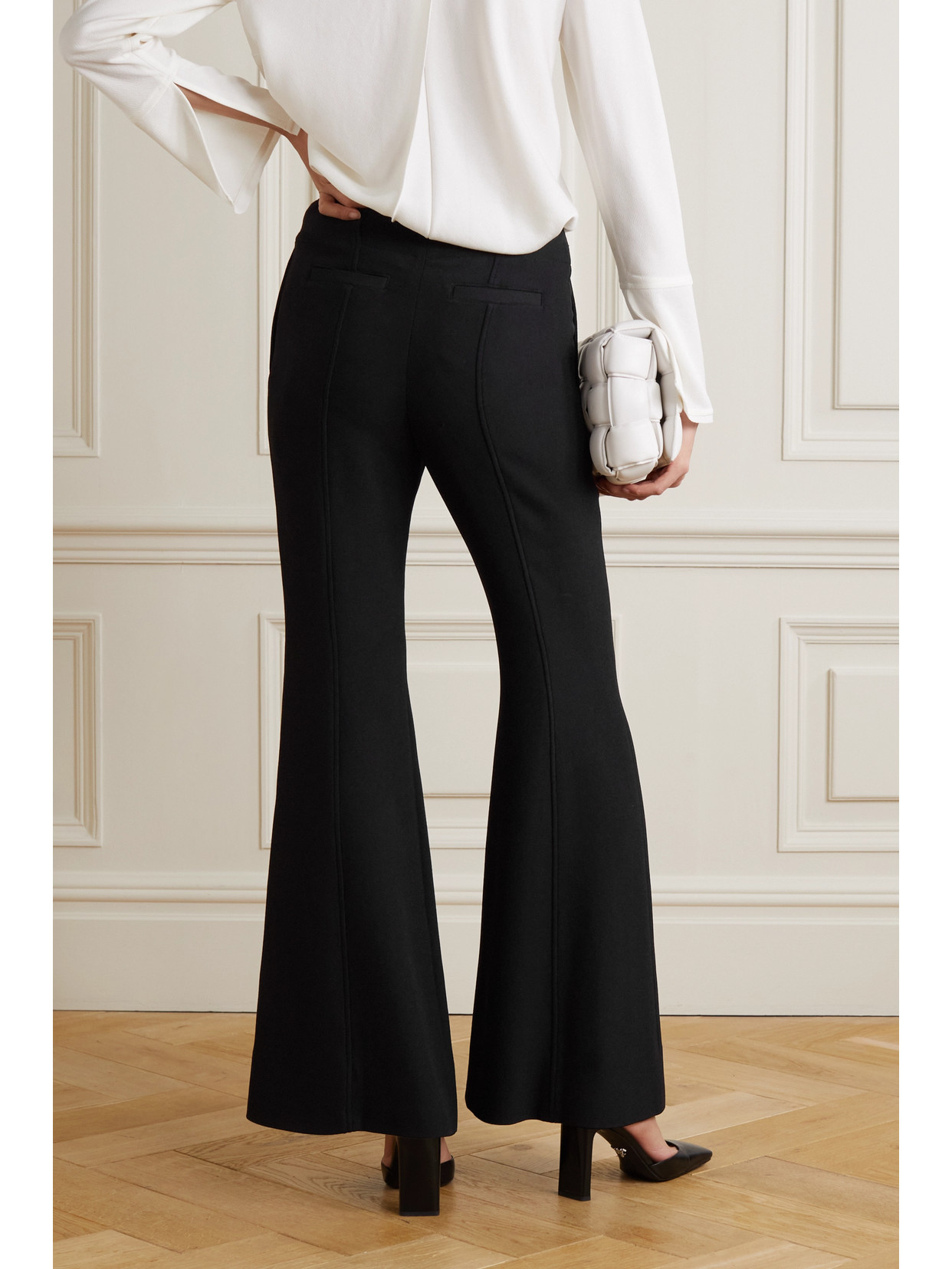 Proenza Schouler Stretch-knit Flared Pants In Black