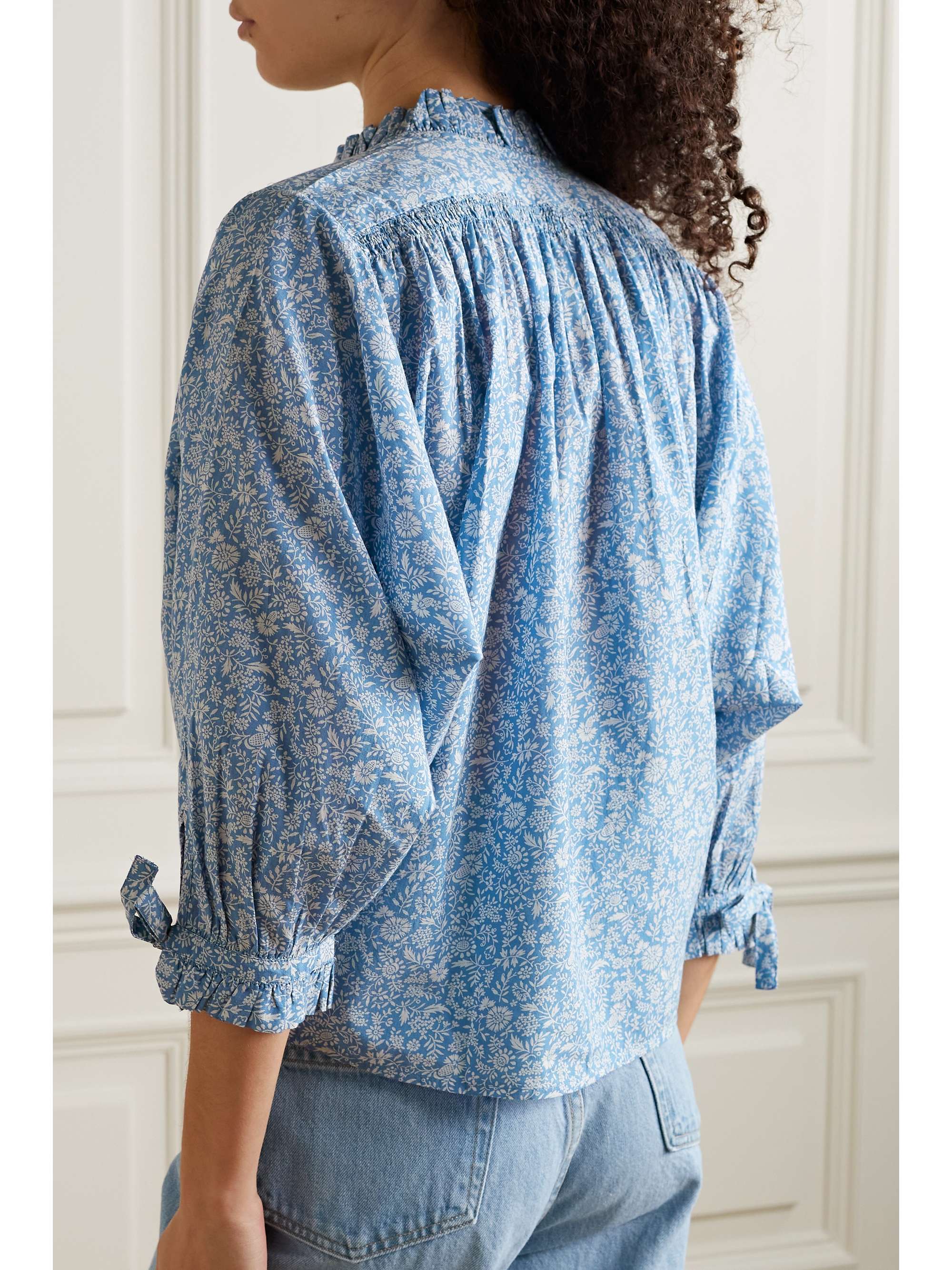 DÔEN + NET SUSTAIN Rose floral-print organic cotton-blend voile blouse