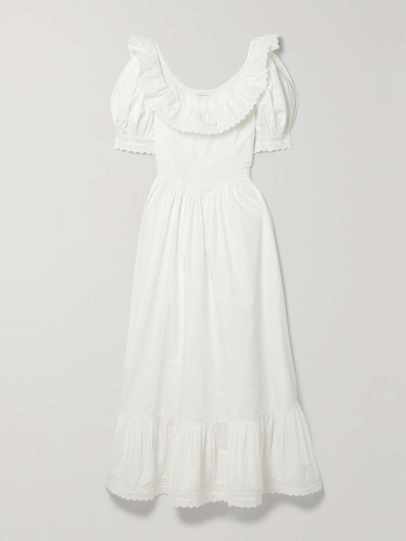 DÔEN + Net Sustain Lupine Broderie Anglaise-trimmed Organic Cotton-poplin Maxi Dress - xx large