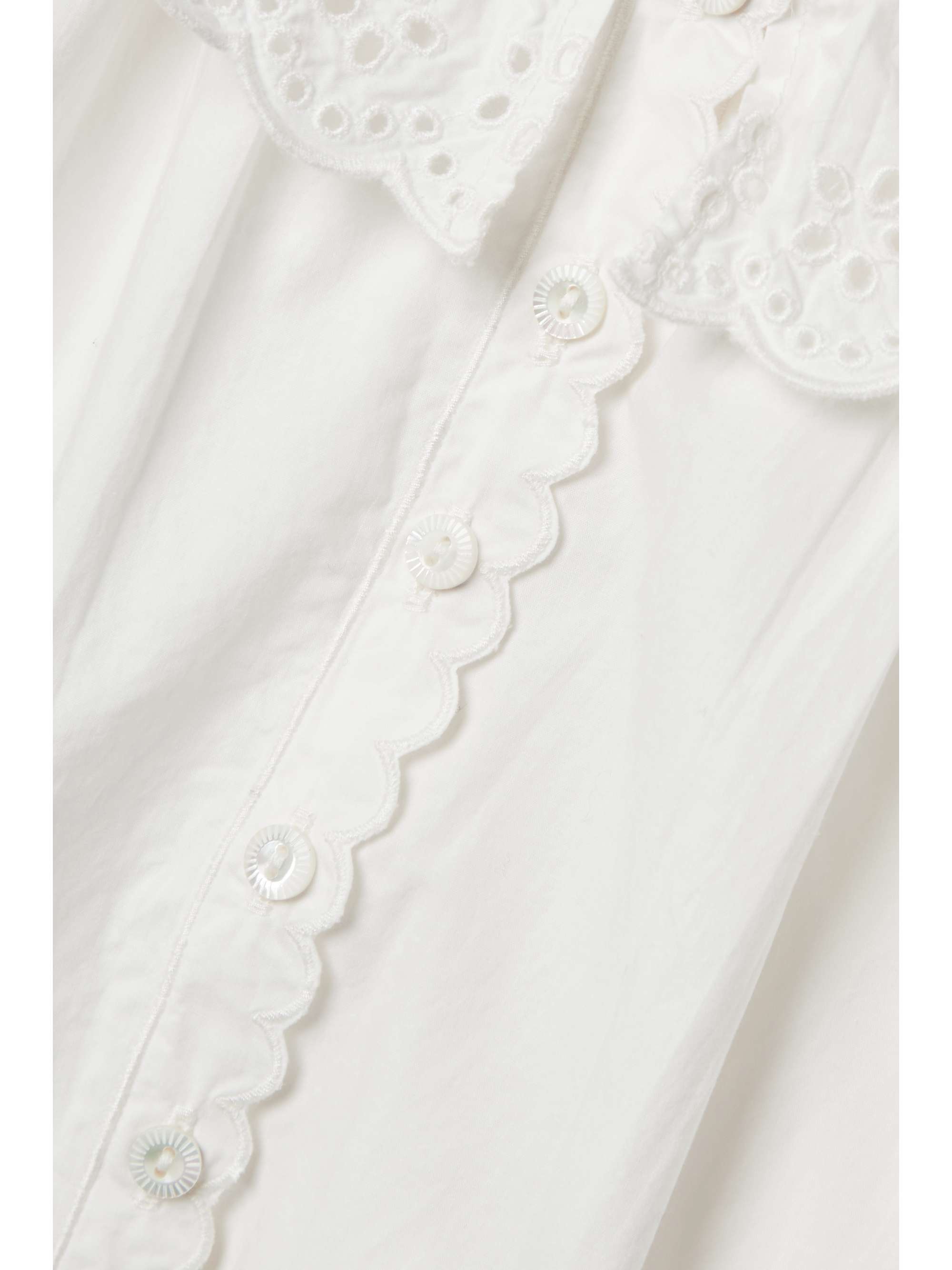 DÔEN + NET SUSTAIN Lazuli broderie anglaise-trimmed organic cotton-poplin pajama top